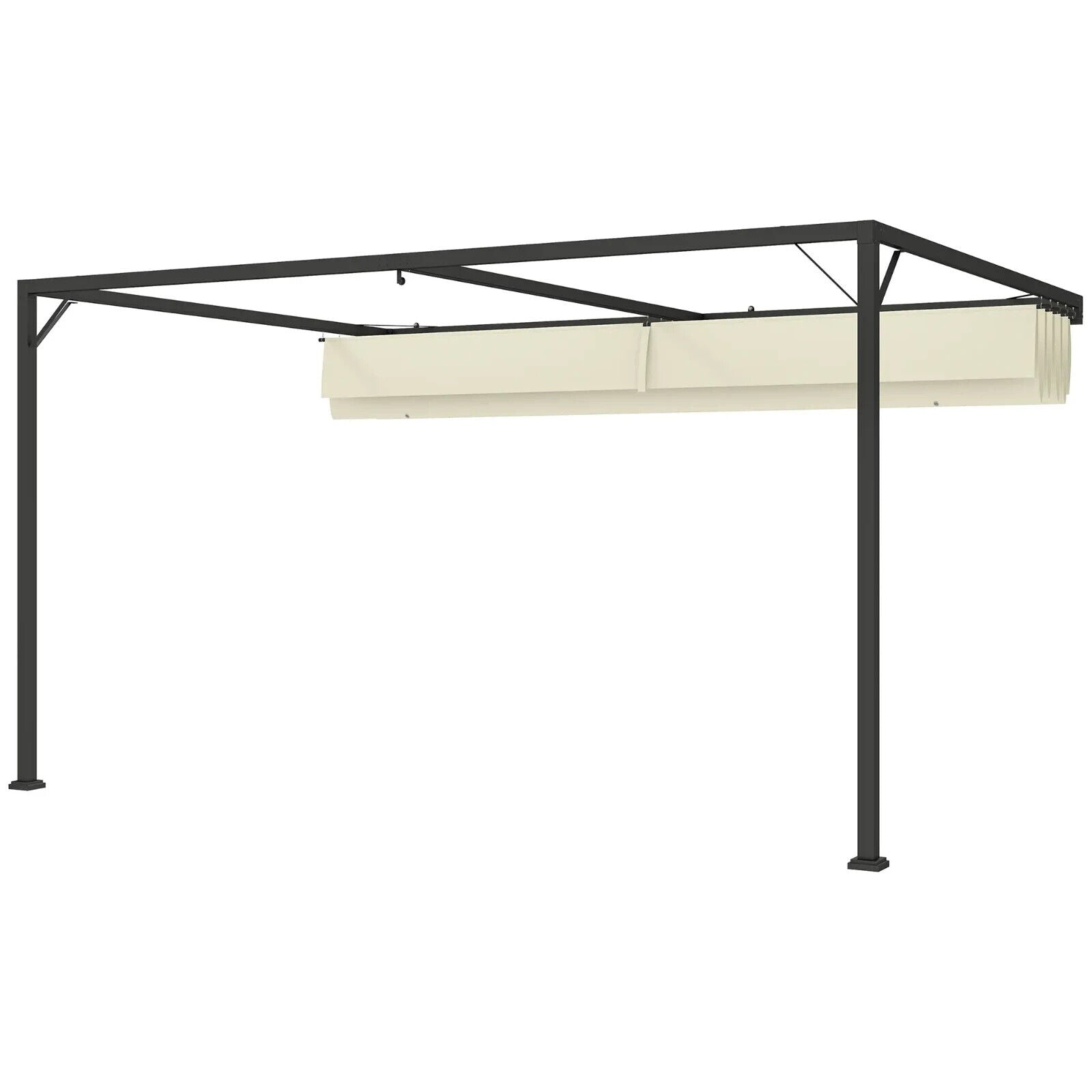 4 x 3m Outdoor Pergola Retractable Canopy Wall Mounted Awning Metal Cover Cream - Home and Garden Furniture Shop - #rustic - furniture#