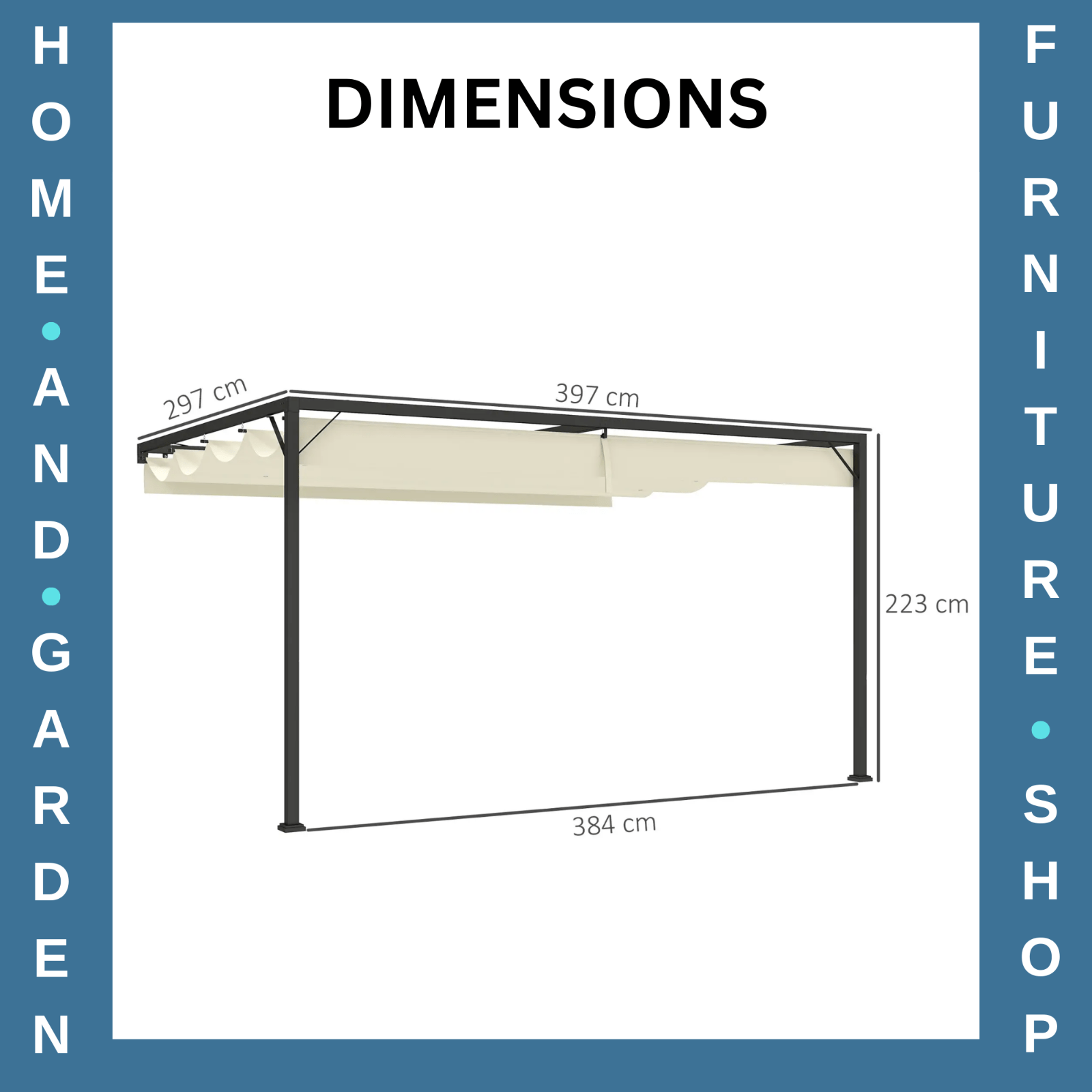 4 x 3m Outdoor Pergola Retractable Canopy Wall Mounted Awning Metal Cover Cream - Home and Garden Furniture Shop - #rustic - furniture#