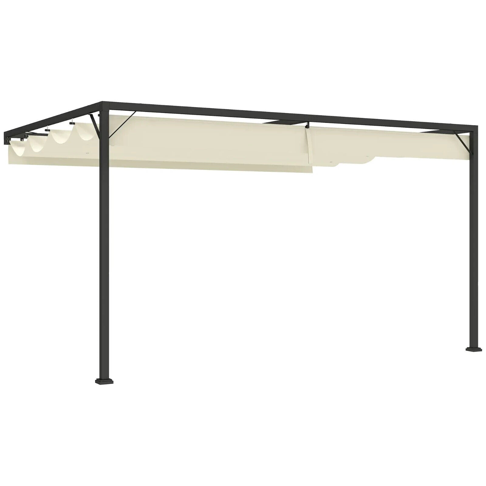 4 x 3m Outdoor Pergola Retractable Canopy Wall Mounted Awning Metal Cover Cream - Home and Garden Furniture Shop - #rustic - furniture#