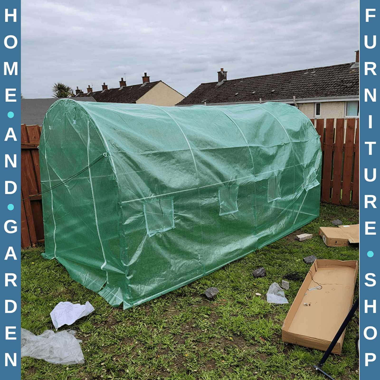 4 x 3m Walk - In Tunnel Greenhouse with PE Cover, Zipped Door and 6 Windows - Home and Garden Furniture Shop - rustic - furniture