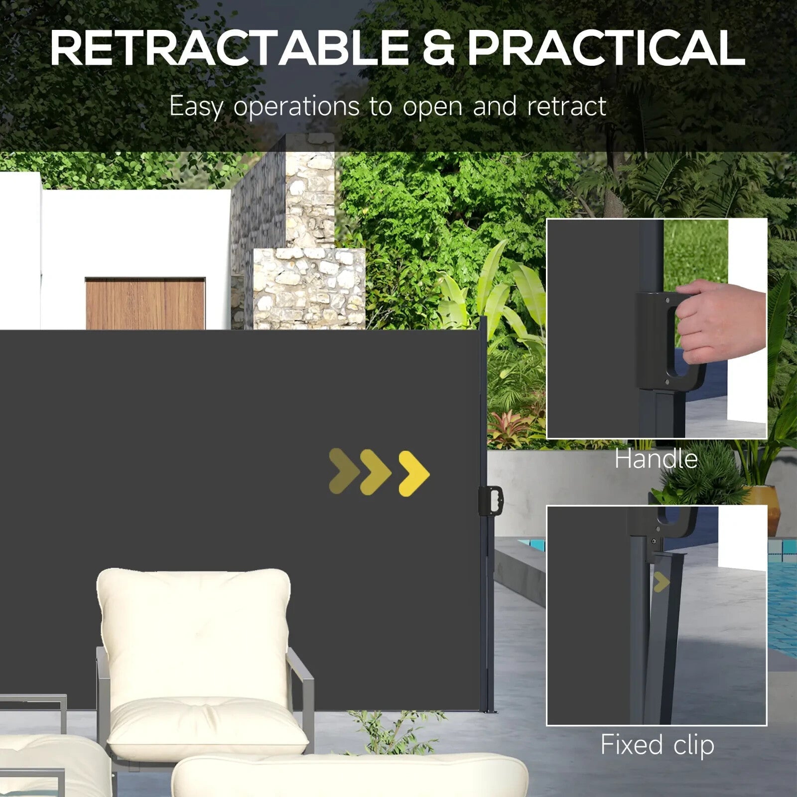 400 x 180cm Retractable Side Awning Privacy Screen Garden Terrace Windbreak - Home and Garden Furniture Shop - rustic - furniture