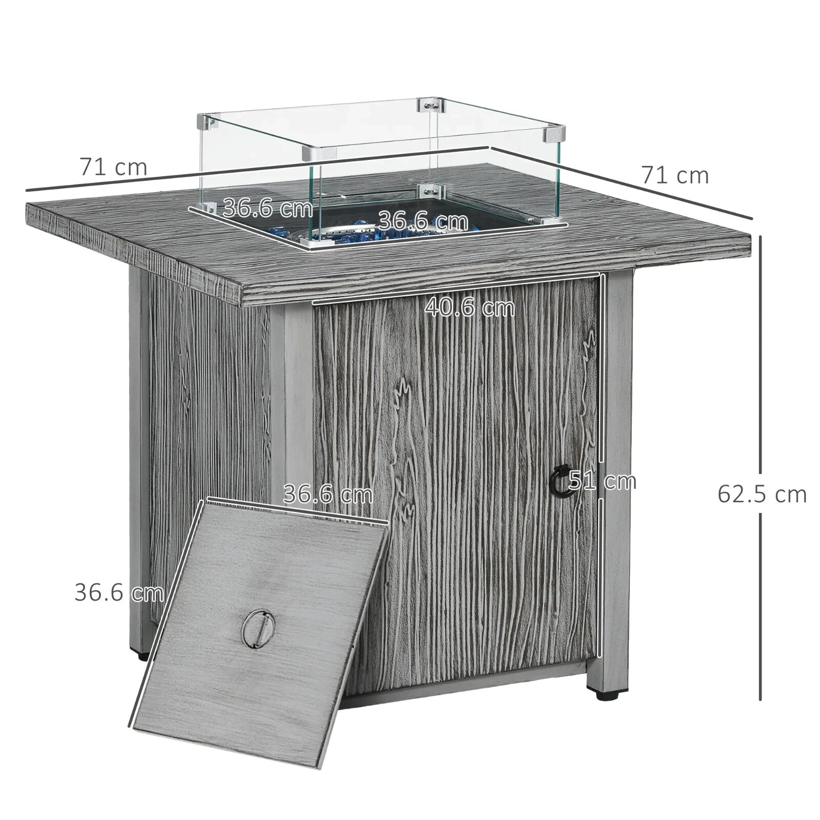 40000 BTU Gas Fire Pit Table with Cover Glass Screen Beads Outdoor Patio Heater - Home and Garden Furniture Shop - rustic - furniture