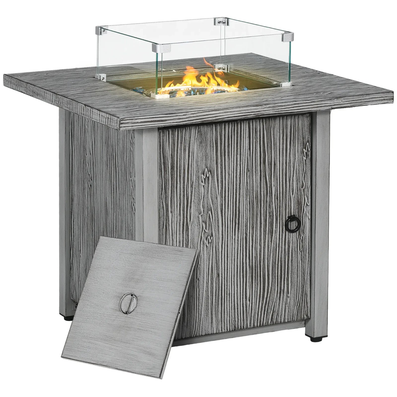 40000 BTU Gas Fire Pit Table with Cover Glass Screen Beads Outdoor Patio Heater - Home and Garden Furniture Shop - rustic - furniture