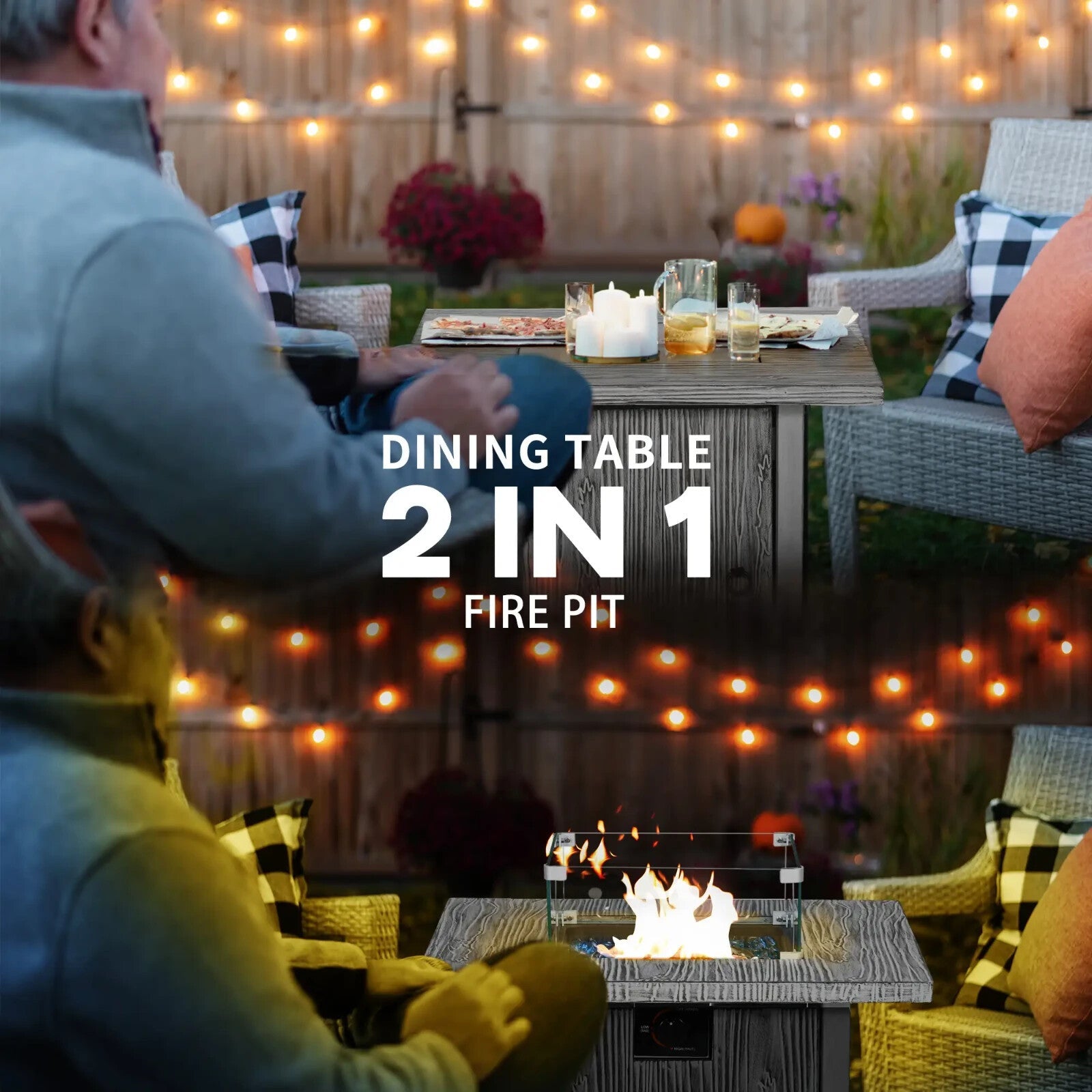 40000 BTU Gas Fire Pit Table with Cover Glass Screen Beads Outdoor Patio Heater - Home and Garden Furniture Shop - rustic - furniture