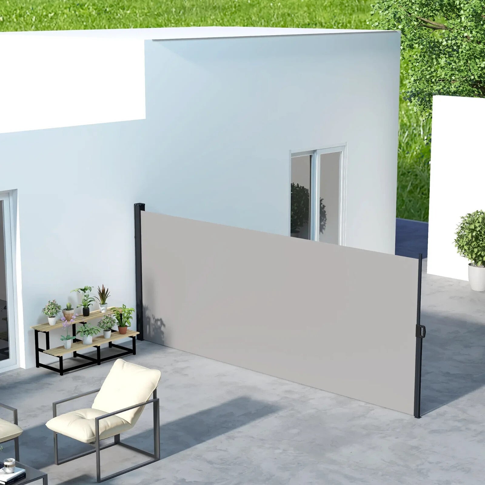 400×160cm Retractable Side Awning Outdoor Privacy Screen for Garden Balcony Pool - Home and Garden Furniture Shop - rustic - furniture