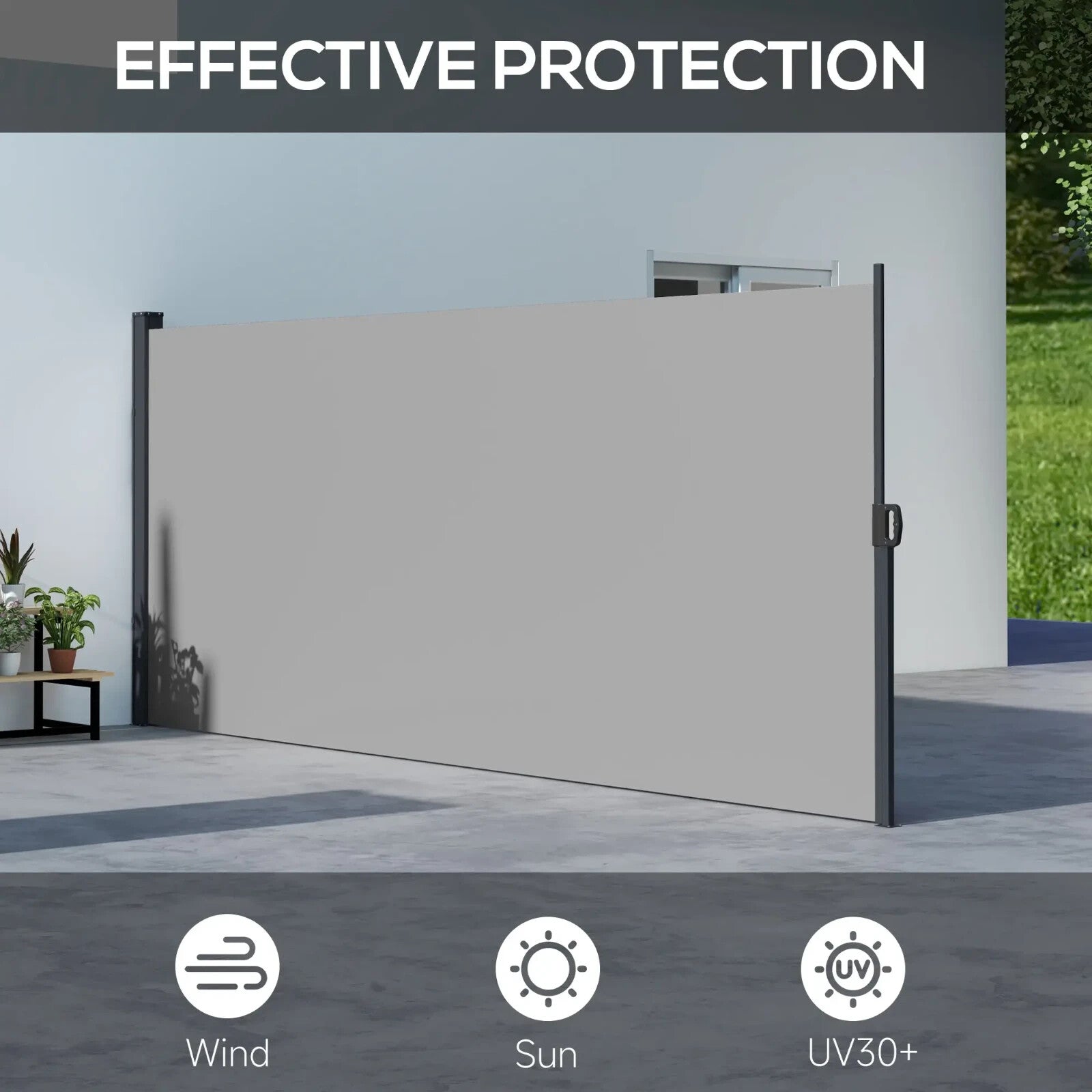 400×160cm Retractable Side Awning Outdoor Privacy Screen for Garden Balcony Pool - Home and Garden Furniture Shop - rustic - furniture