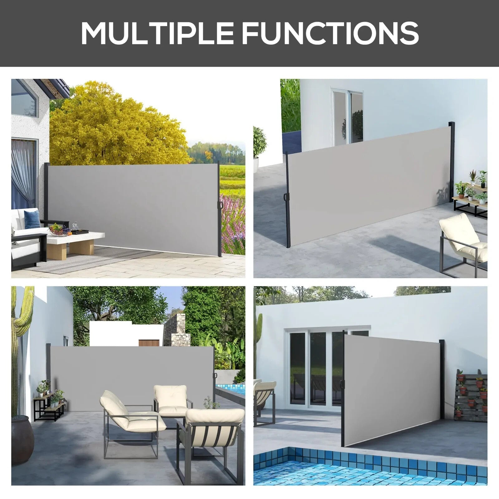 400×160cm Retractable Side Awning Outdoor Privacy Screen for Garden Balcony Pool - Home and Garden Furniture Shop - rustic - furniture