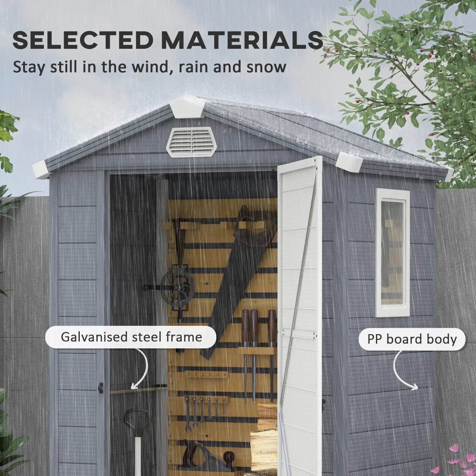 4.4 x 3.3ft Outdoor Garden Shed w/ Foundation Kit Tool House & Ventilation Slot - Home and Garden Furniture Shop - #rustic - furniture#