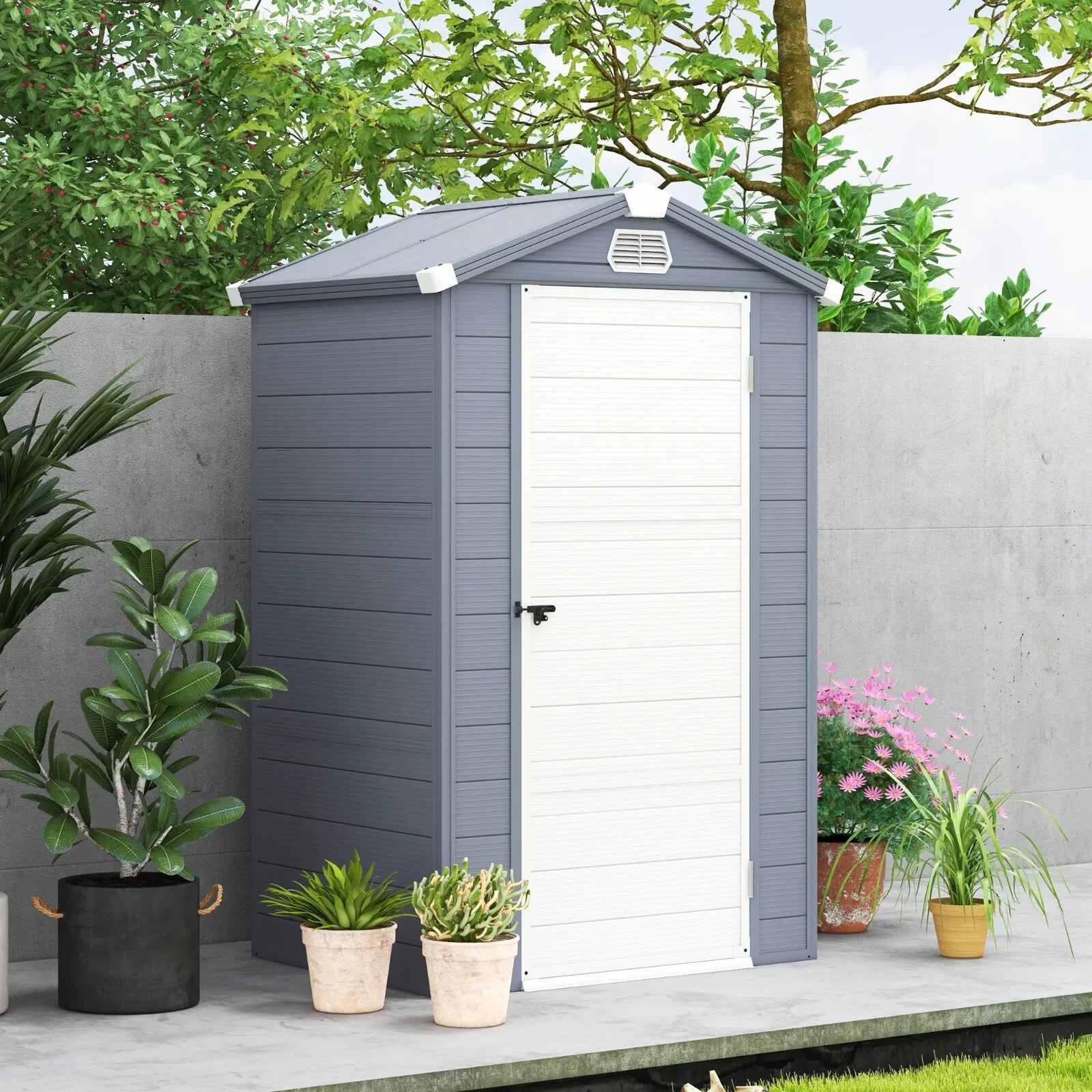4.4 x 3.3ft Outdoor Garden Shed w/ Foundation Kit Tool House & Ventilation Slot - Home and Garden Furniture Shop - rustic - furniture
