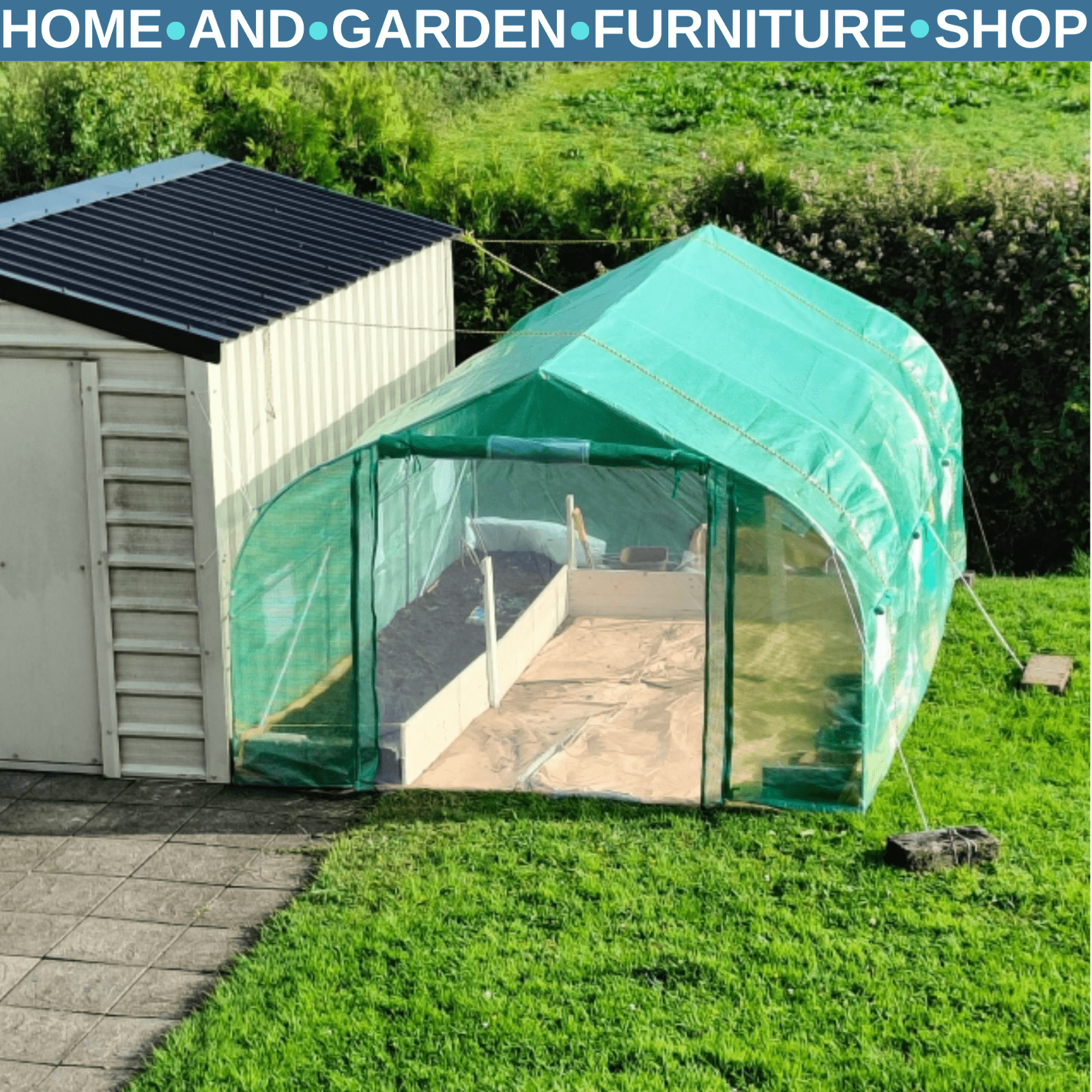 4.47x3x2m Walk - In Tunnel Greenhouse – Roll - Up Door & 6 Windows Polytunnel Tent - Home and Garden Furniture Shop - rustic - furniture
