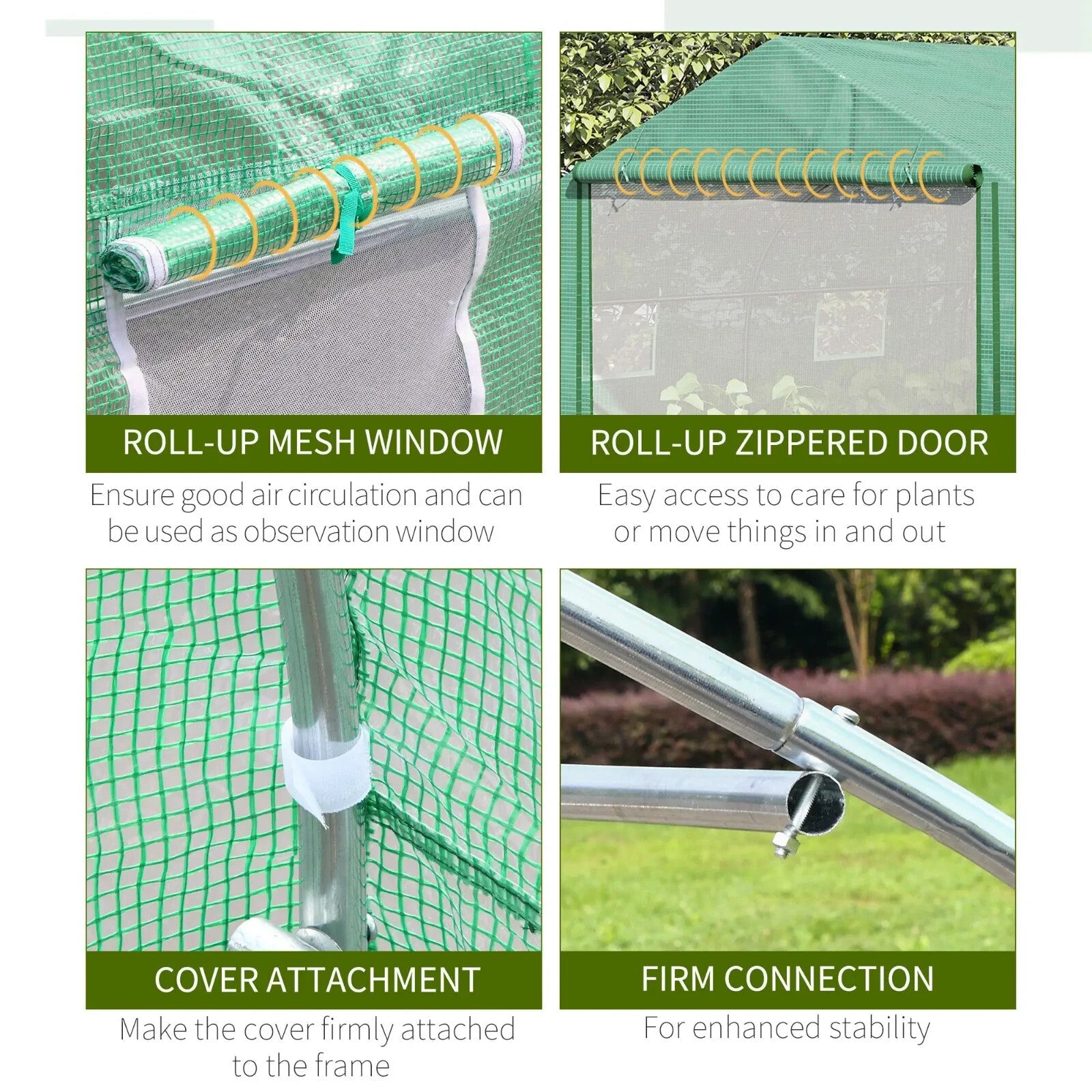 4.47x3x2m Walk - In Tunnel Greenhouse – Roll - Up Door & 6 Windows Polytunnel Tent - Home and Garden Furniture Shop - rustic - furniture