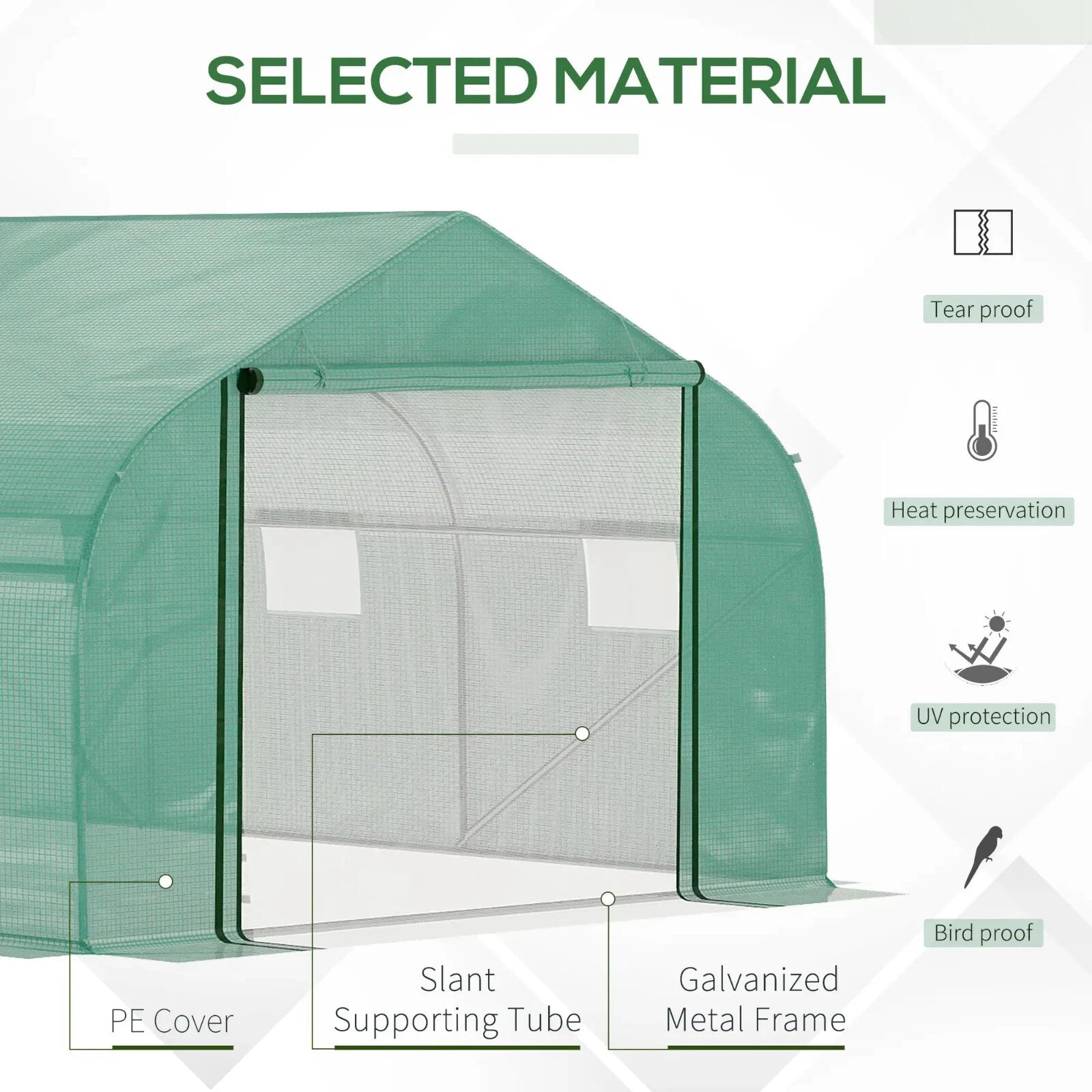 4.47x3x2m Walk - In Tunnel Greenhouse – Roll - Up Door & 6 Windows Polytunnel Tent - Home and Garden Furniture Shop - rustic - furniture