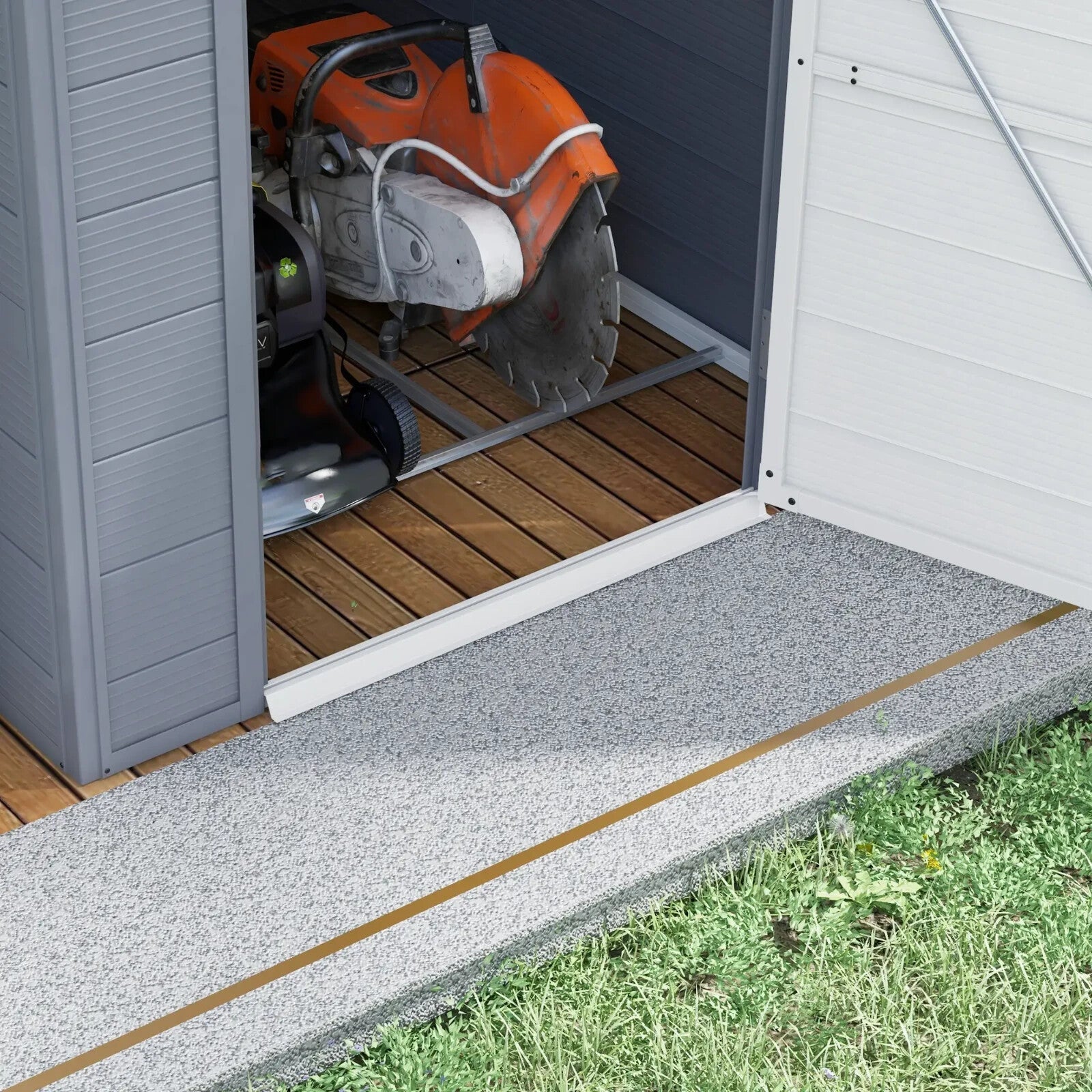 4.4ft x 6.2ft Polypropylene Garden Shed with Foundation Kit Tool House Outdoor - Home and Garden Furniture Shop - rustic - furniture