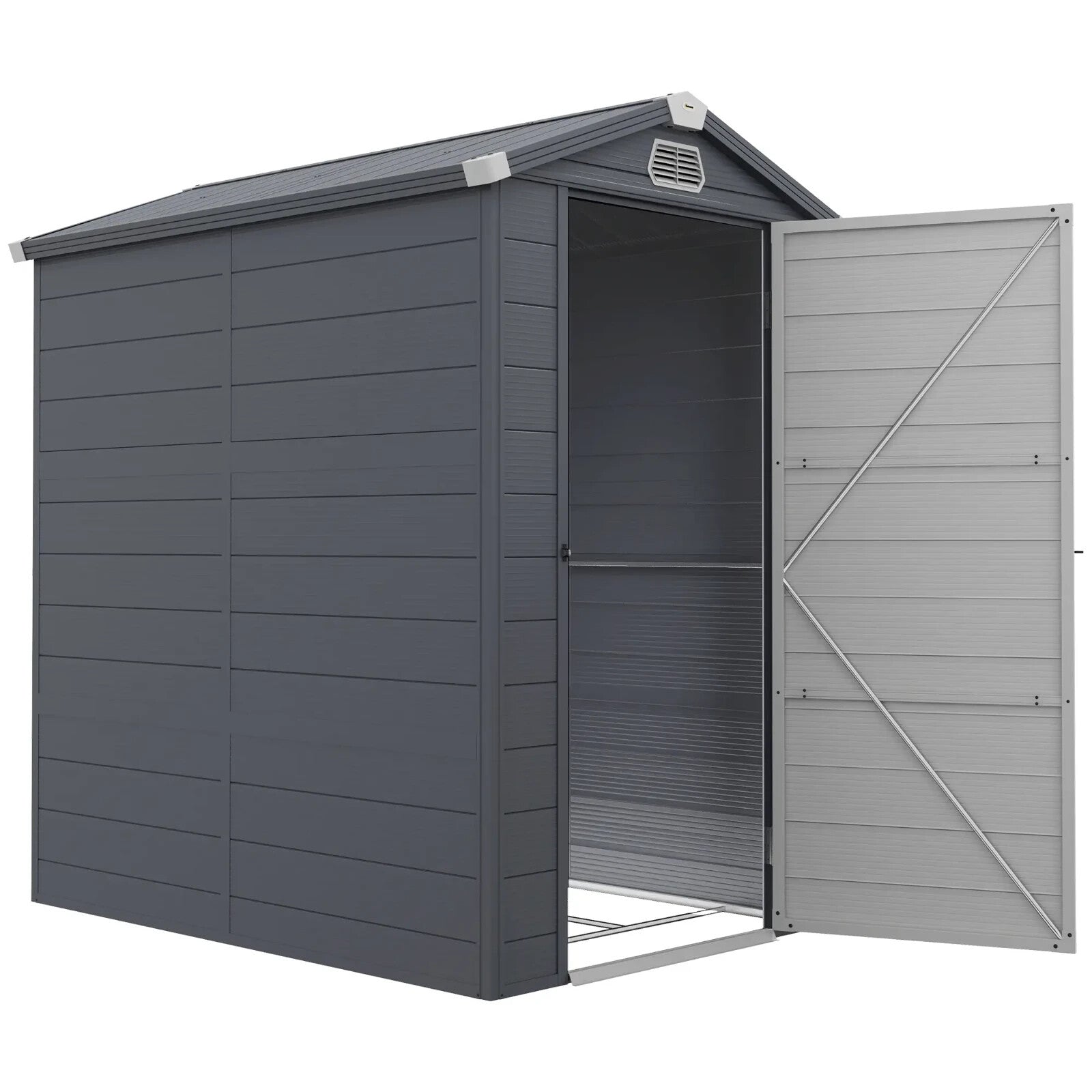 4.4ft x 6.2ft Polypropylene Garden Shed with Foundation Kit Tool House Outdoor - Home and Garden Furniture Shop - rustic - furniture