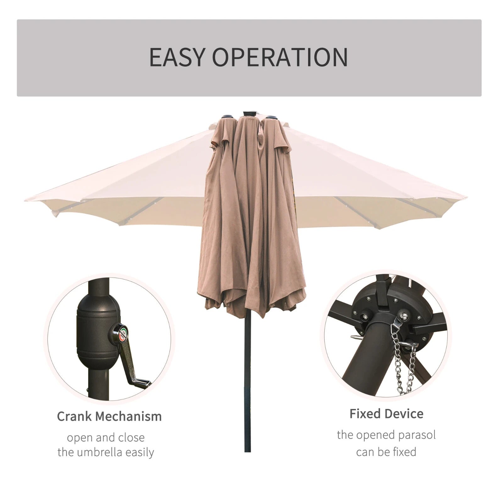 4.4m Double Sided Garden Parasol with LED Solar Lights for Patio Shade Sun Cover - Home and Garden Furniture Shop - rustic - furniture