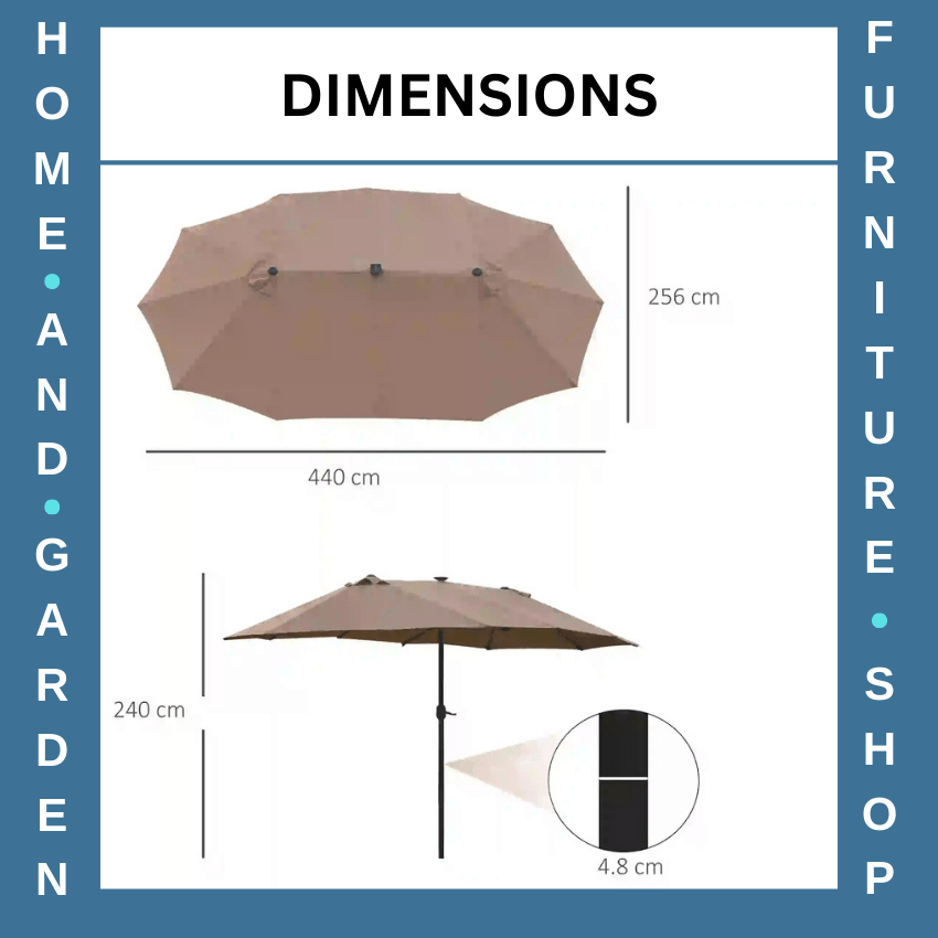 4.4m Double Sided Garden Parasol with LED Solar Lights for Patio Shade Sun Cover - Home and Garden Furniture Shop - rustic - furniture