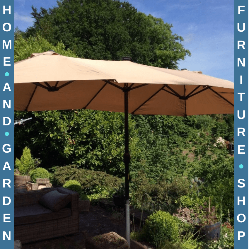 4.4m Double Sided Garden Parasol with LED Solar Lights for Patio Shade Sun Cover - Home and Garden Furniture Shop - rustic - furniture