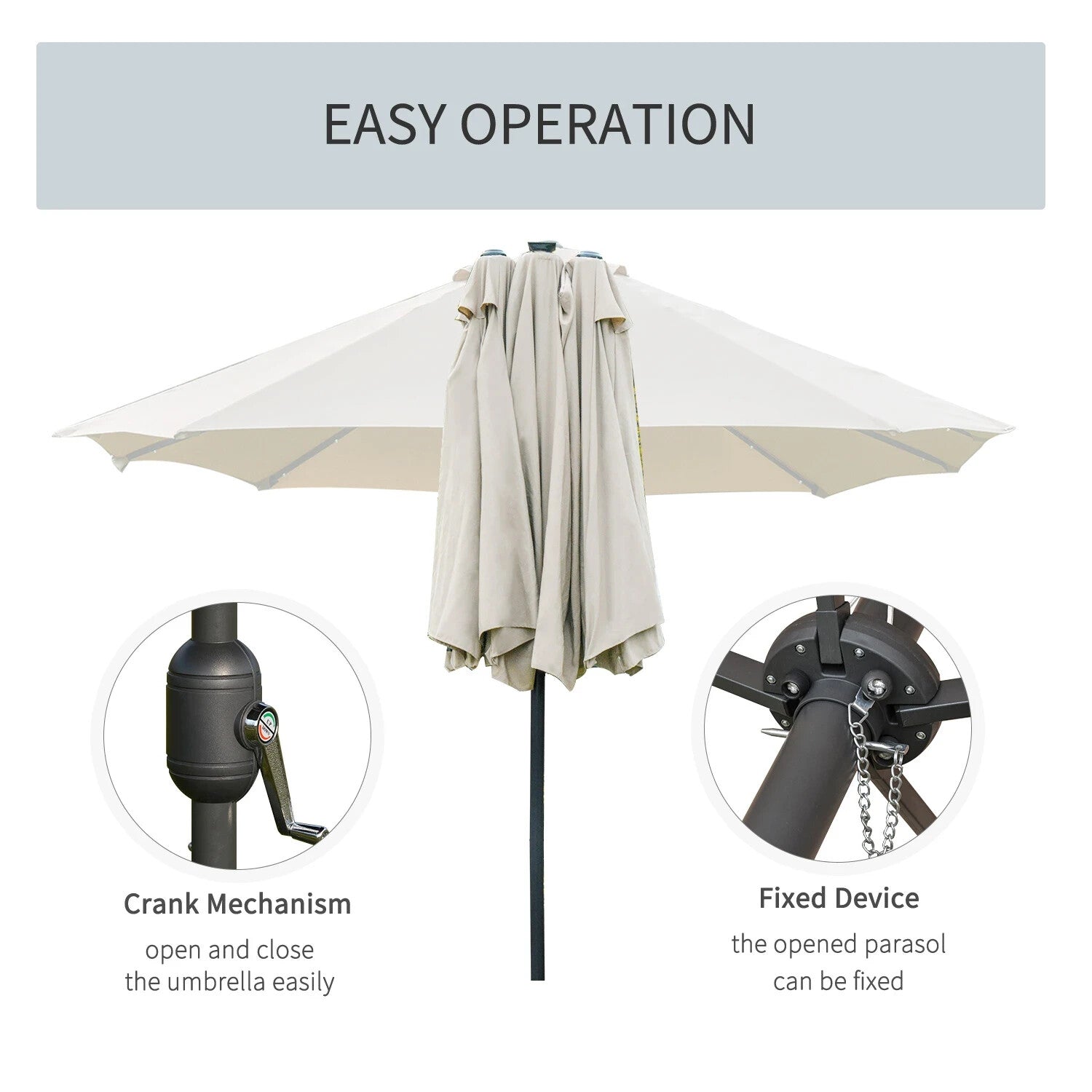 4.4m Double Sided Garden Umbrella with Solar LED Lights Shade Canopy Sun Cover - Home and Garden Furniture Shop - rustic - furniture