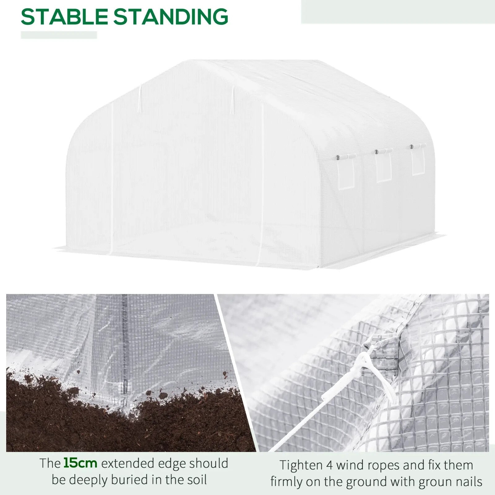 4.5x3x2m Walk - In PE Mesh Greenhouse Galvanized Metal Frame Outdoor Garden Tunnel - Home and Garden Furniture Shop - rustic - furniture