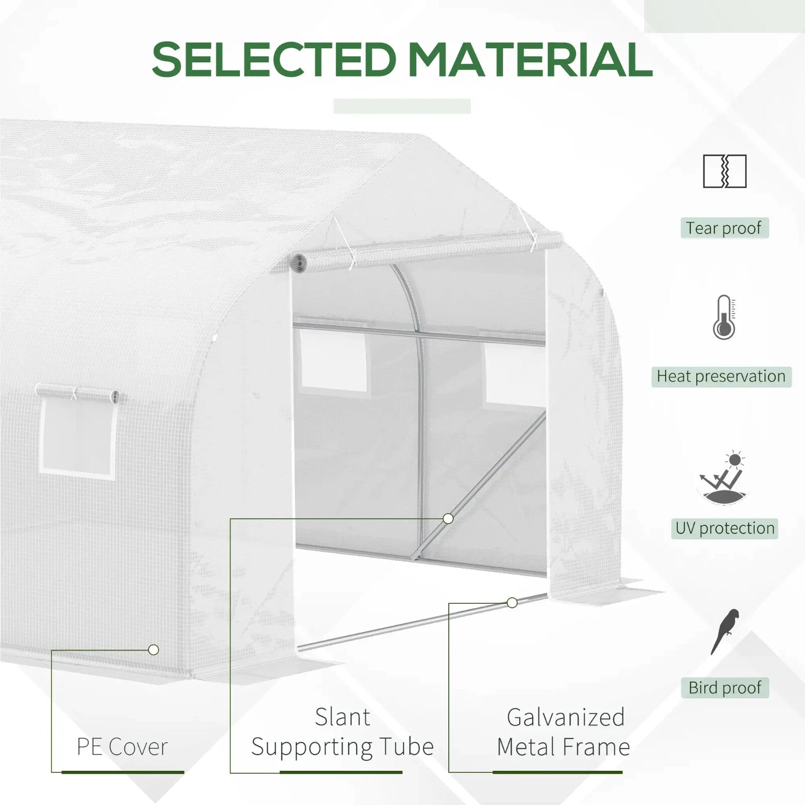 4.5x3x2m Walk - In PE Mesh Greenhouse Galvanized Metal Frame Outdoor Garden Tunnel - Home and Garden Furniture Shop - rustic - furniture