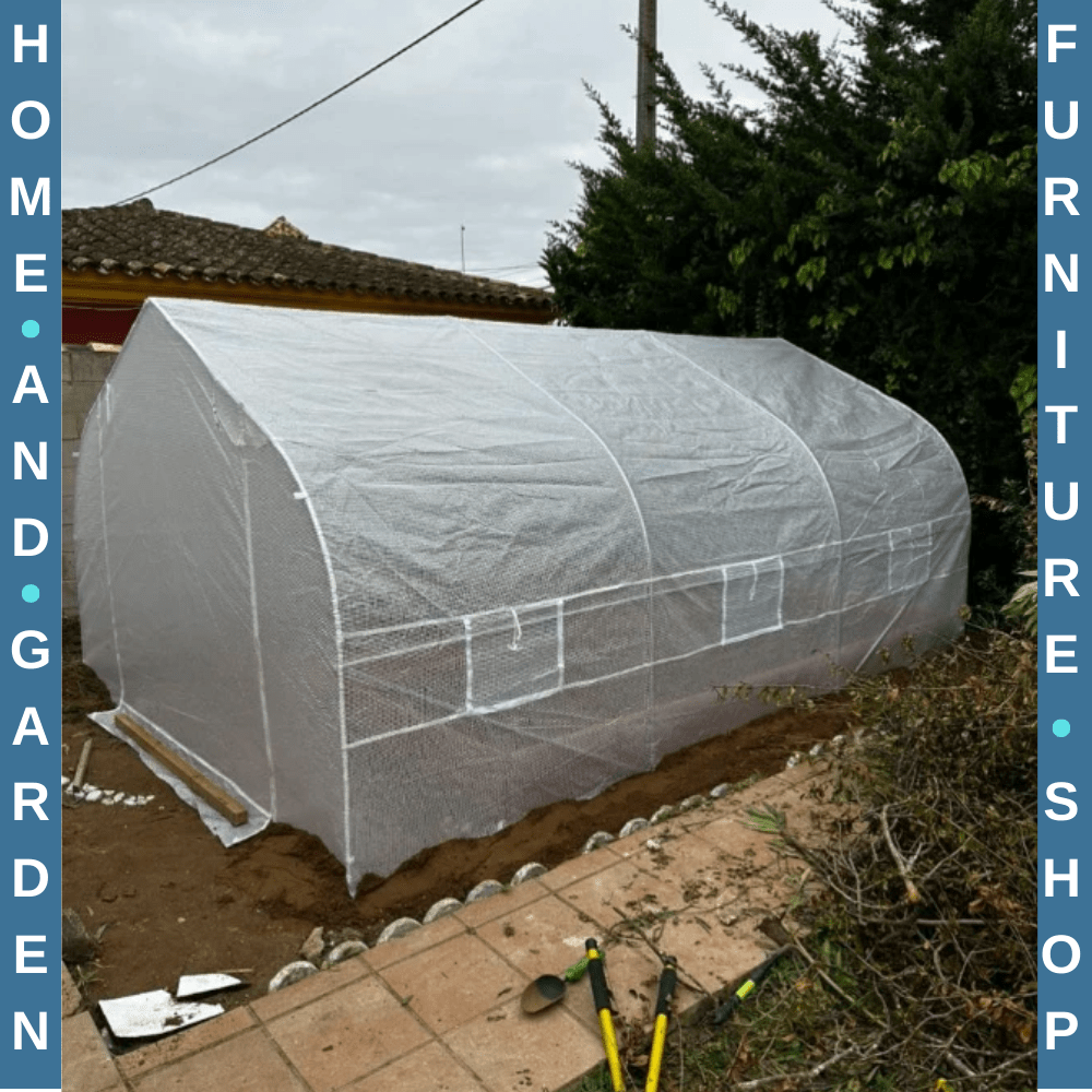 4.5x3x2m Walk - In PE Mesh Greenhouse Galvanized Metal Frame Outdoor Garden Tunnel - Home and Garden Furniture Shop - rustic - furniture