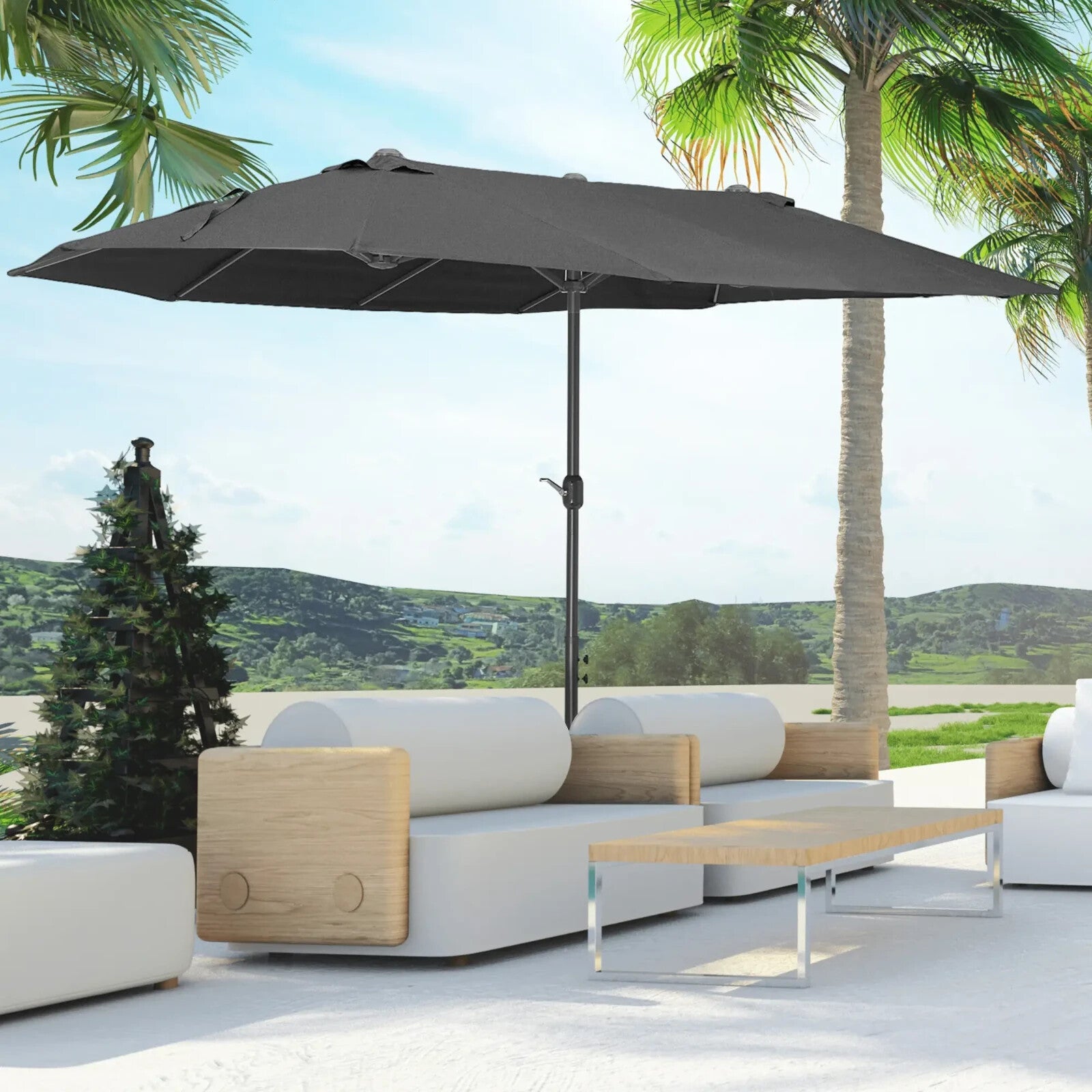 4.6m Double Sided Garden Parasol Large Patio Sun Umbrella Outdoor Shade Canopy - Home and Garden Furniture Shop - rustic - furniture