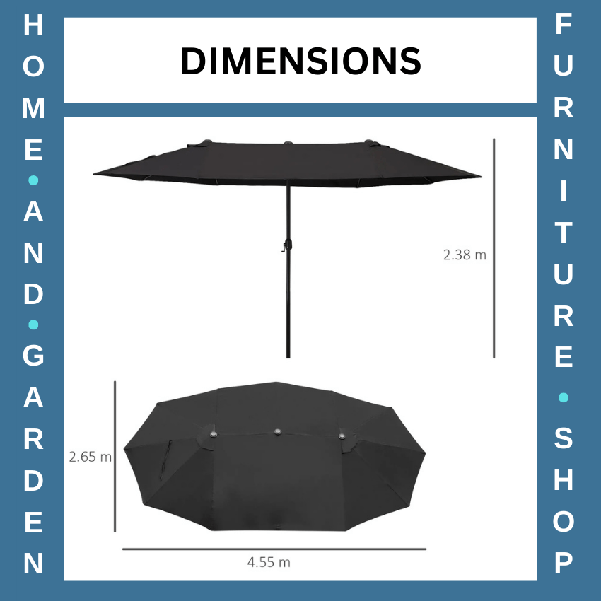 4.6m Double Sided Garden Parasol Large Patio Sun Umbrella Outdoor Shade Canopy - Home and Garden Furniture Shop - rustic - furniture