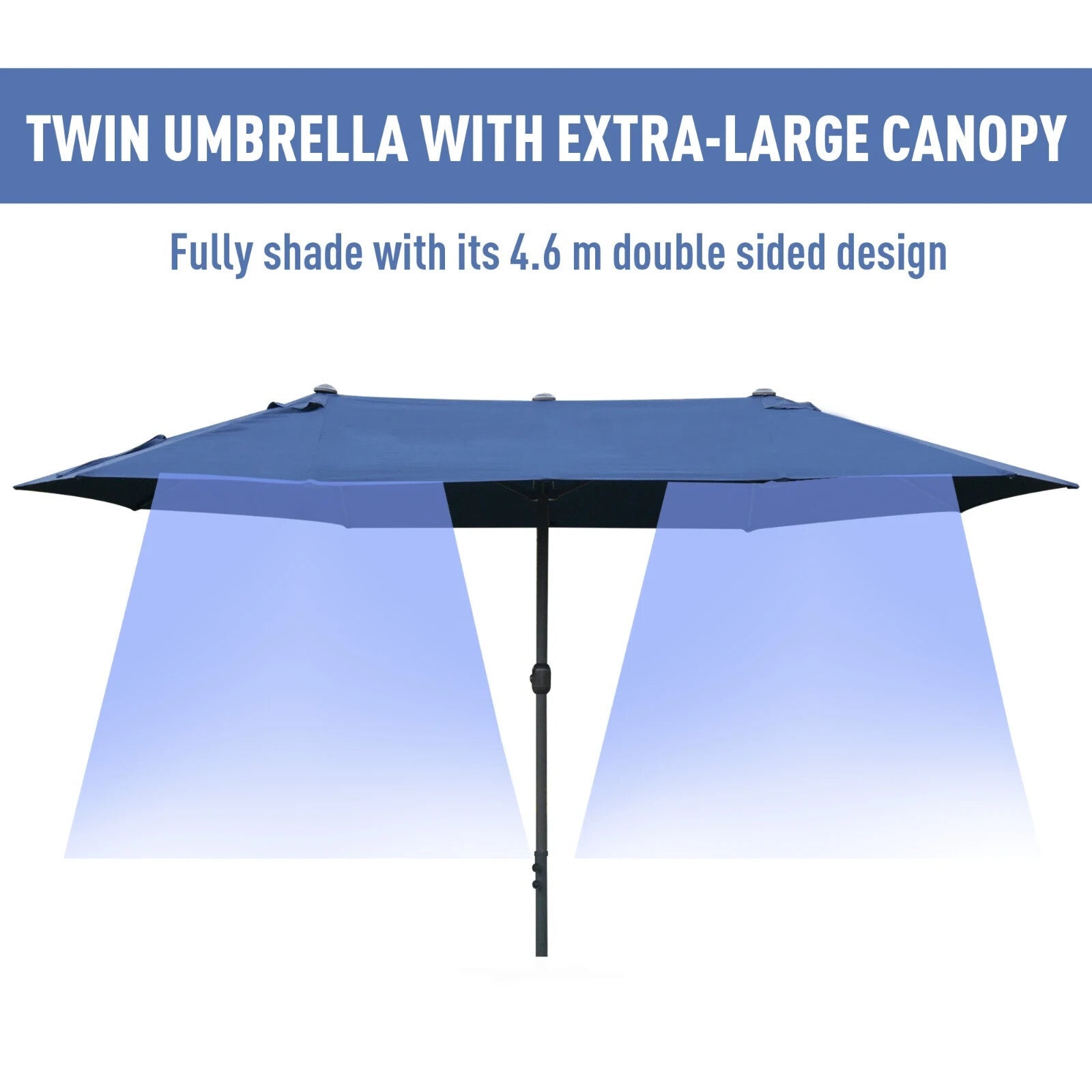 4.6m Double Sided Garden Sun Umbrella Canopy with Crank and Cross Base Shade - Home and Garden Furniture Shop - rustic - furniture