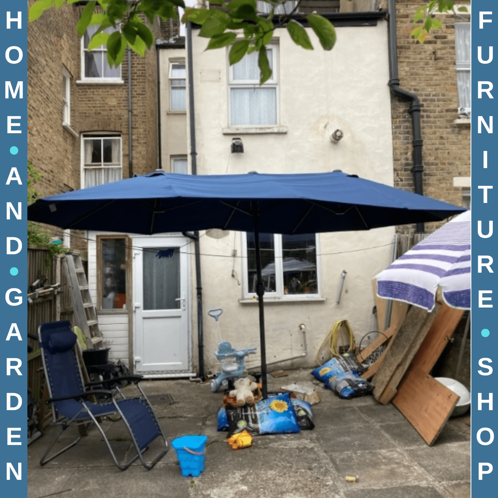 4.6m Double Sided Garden Sun Umbrella Canopy with Crank and Cross Base Shade - Home and Garden Furniture Shop - rustic - furniture