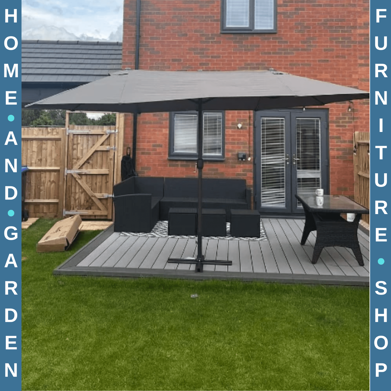 4.6m Garden Sun Umbrella with Double Sided Canopy Cross Base and Crank Handle - Home and Garden Furniture Shop - rustic - furniture