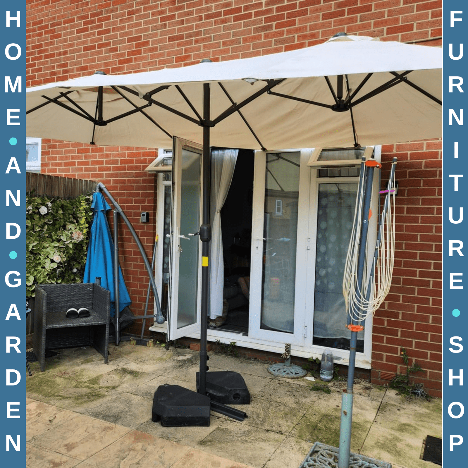 4.6m Patio Sun Shade Umbrella with Double Sided Canopy Crank and Cross Base - Home and Garden Furniture Shop - rustic - furniture