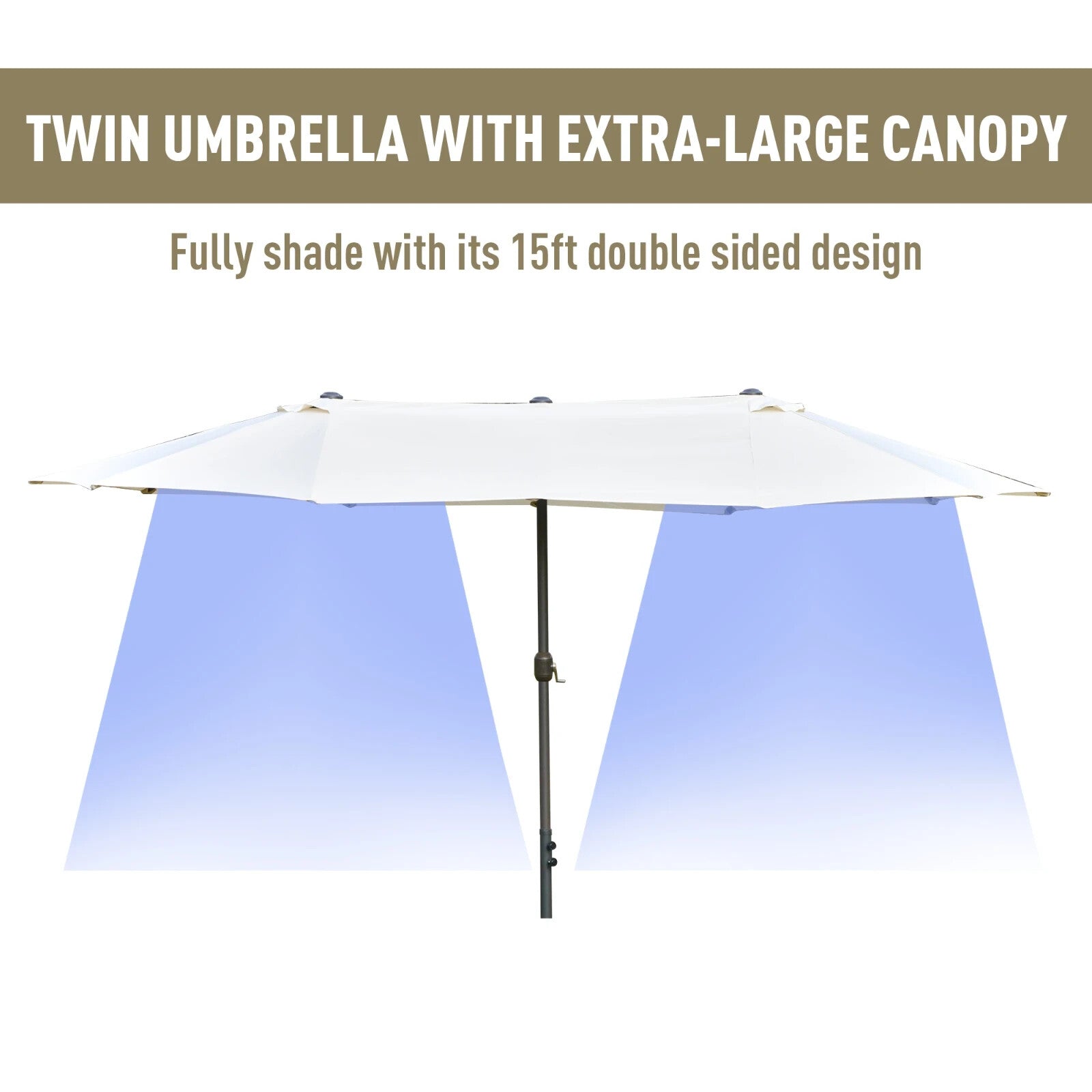 4.6m Patio Sun Shade Umbrella with Double Sided Canopy Crank and Cross Base - Home and Garden Furniture Shop - rustic - furniture