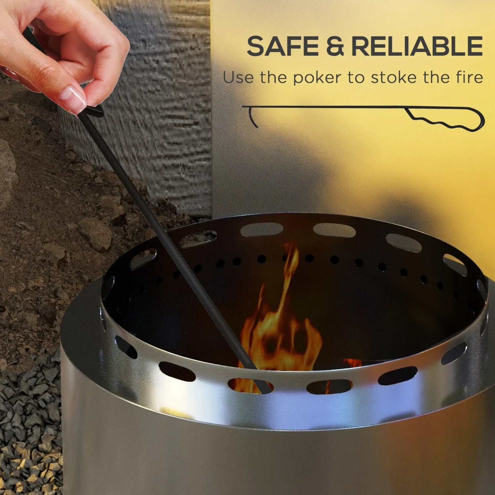 48.5cm Smokeless Fire Pit Wood Burning w/ Poker Portable Garden Camping Heater - Home and Garden Furniture Shop - rustic - furniture