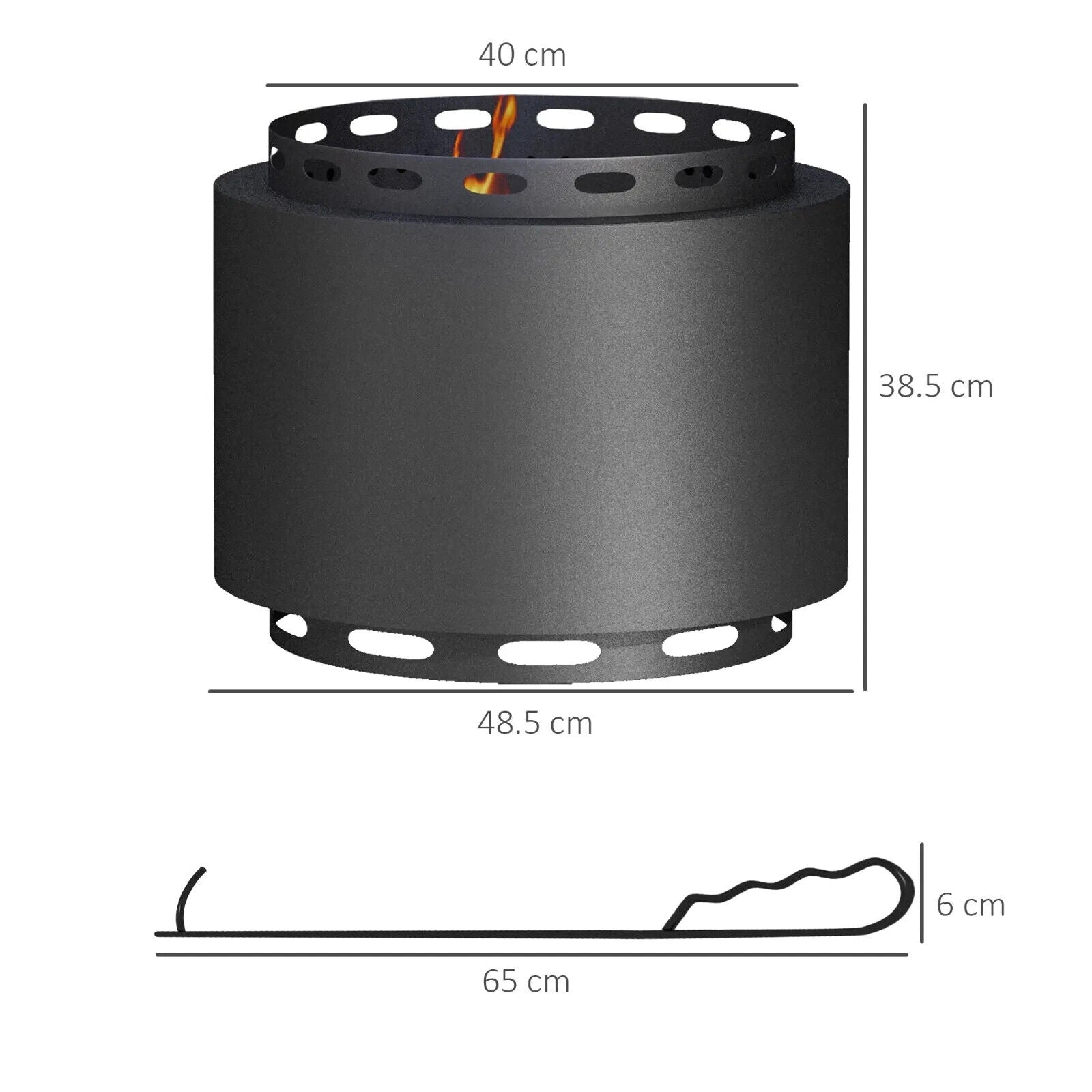 48.5cm Smokeless Wood - Burning Metal Firepit - Outdoor Garden Fire Pit with Poker - Home and Garden Furniture Shop - #rustic - furniture#
