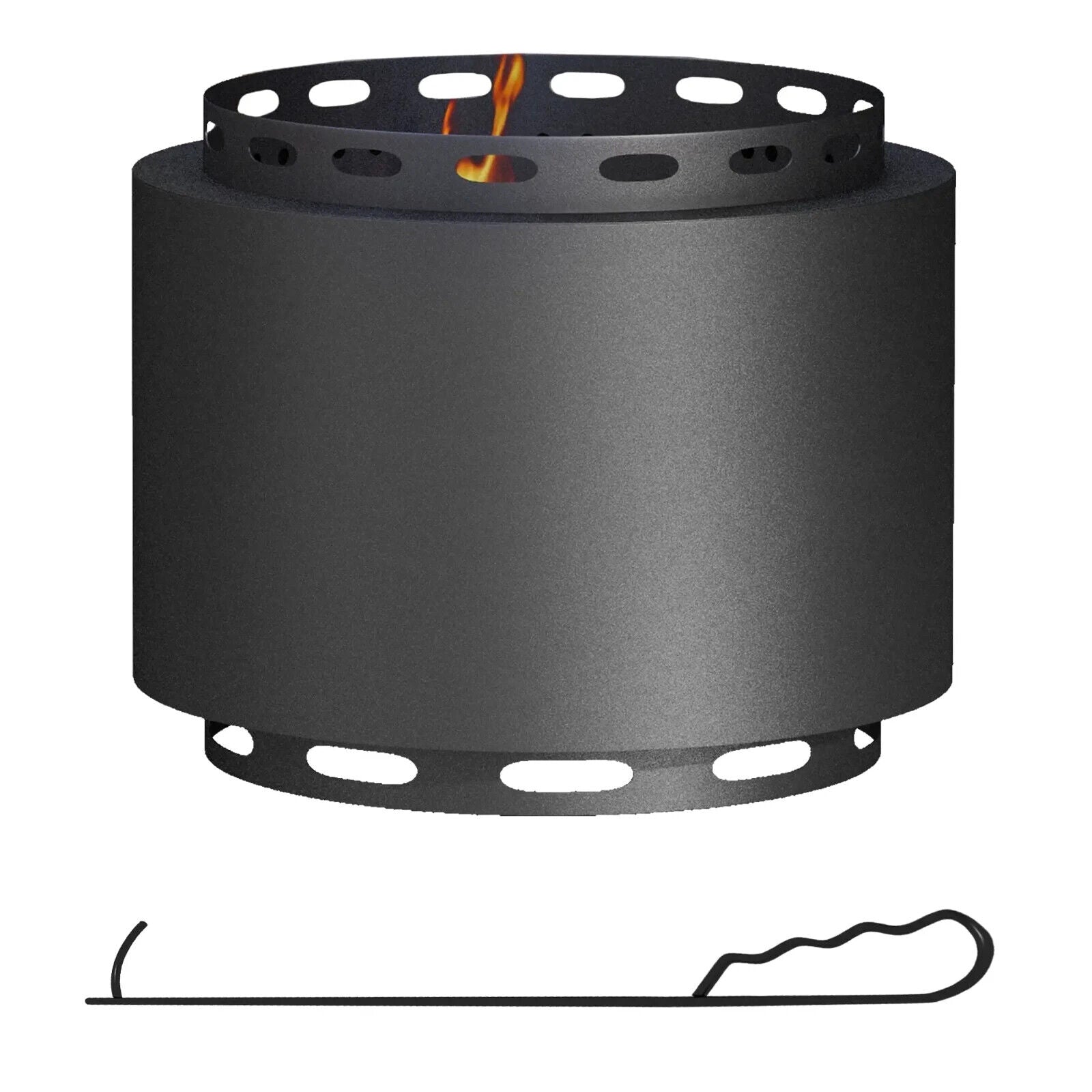 48.5cm Smokeless Wood - Burning Metal Firepit - Outdoor Garden Fire Pit with Poker - Home and Garden Furniture Shop - #rustic - furniture#