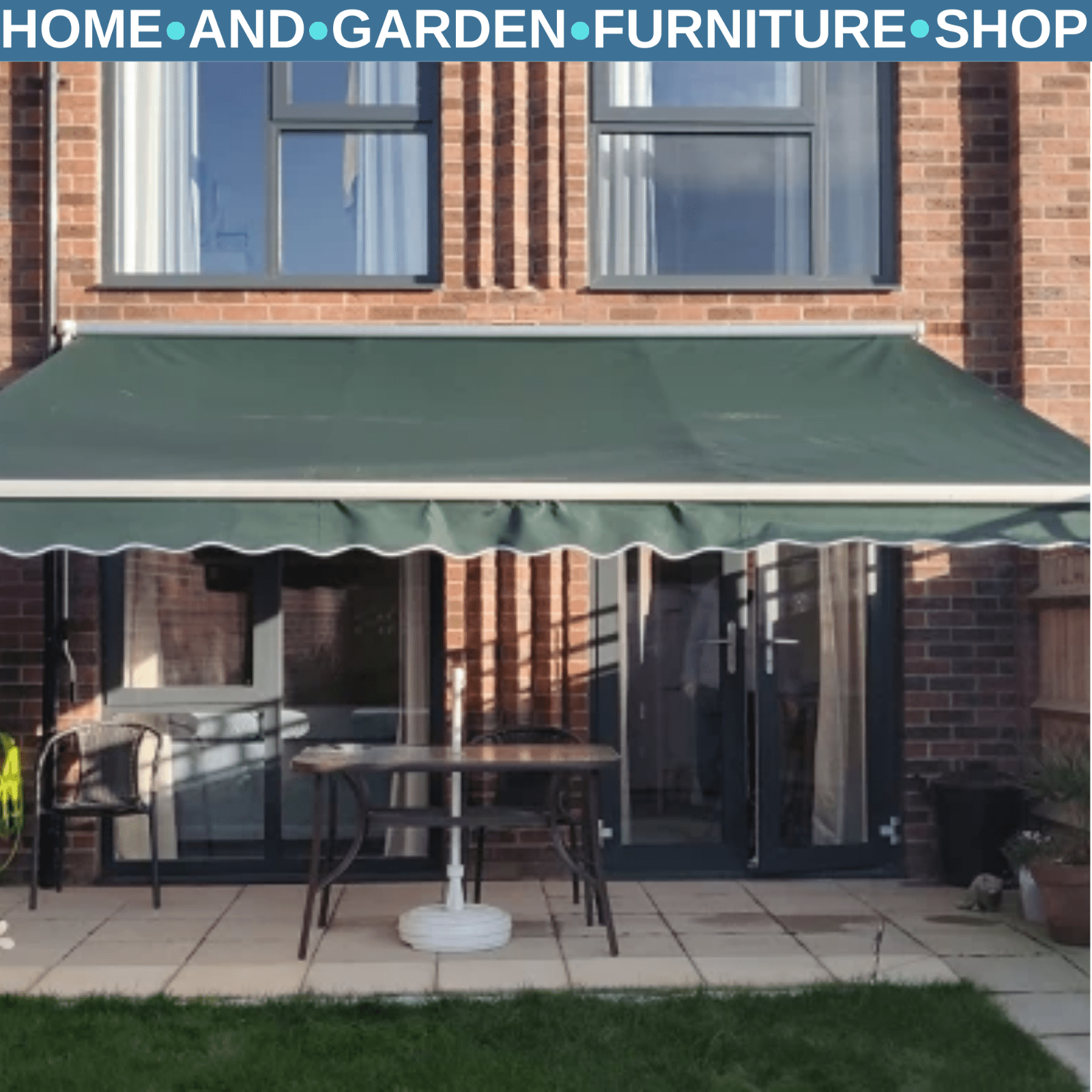 4m x 3m Manual Garden Awning Retractable Canopy Outdoor Patio Sun Shade Cover - Home and Garden Furniture Shop - rustic - furniture