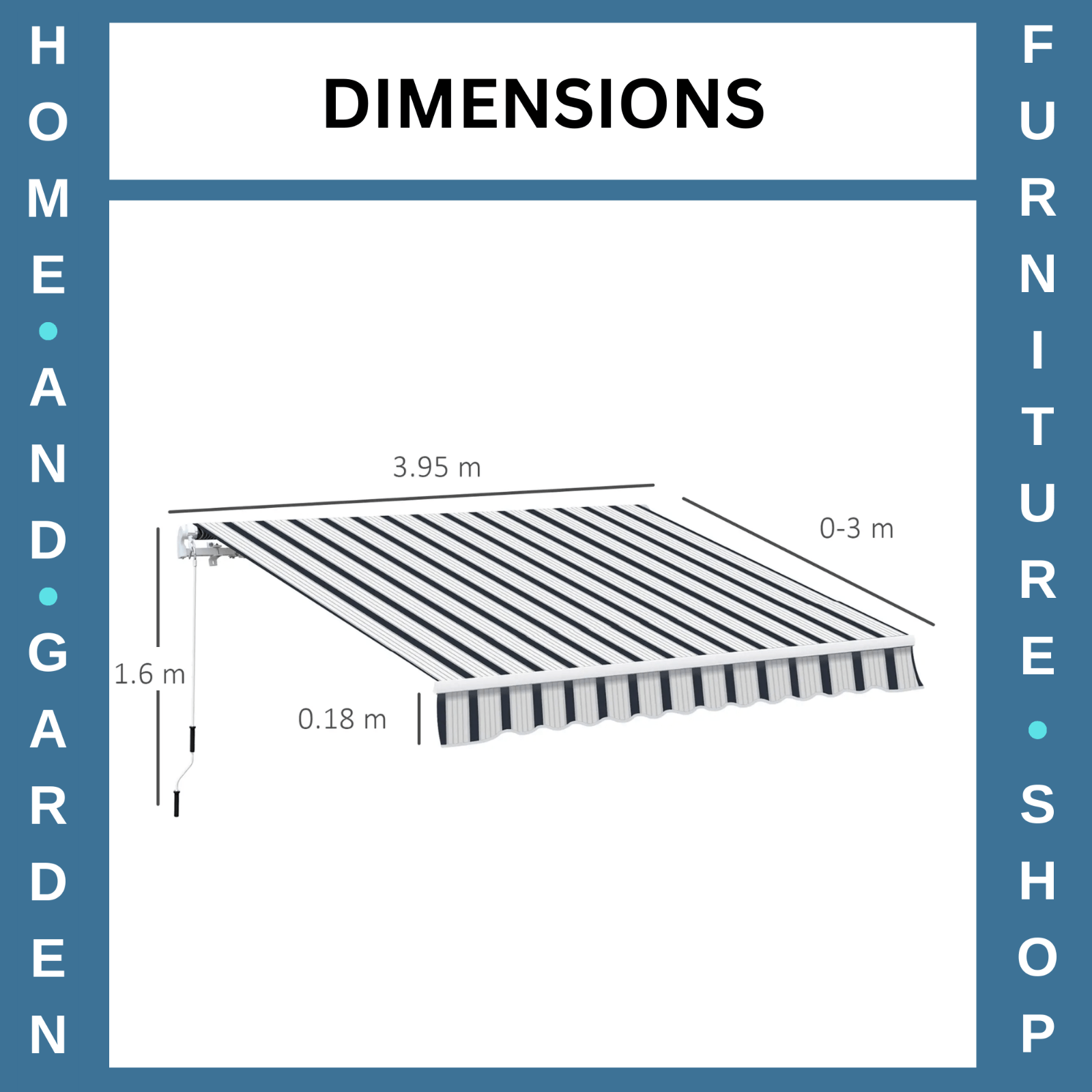 4m x 3m Manual Garden Awning Retractable Patio Canopy Outdoor Sun Shade Cover - Home and Garden Furniture Shop - rustic - furniture