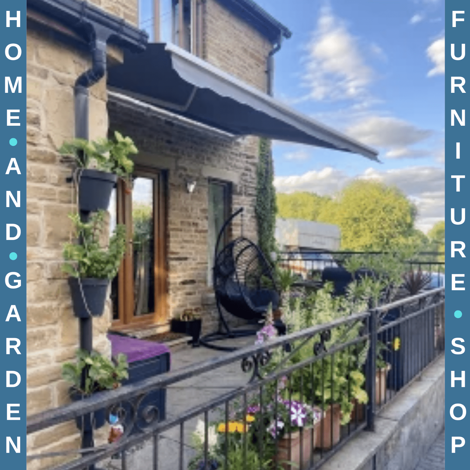 4m x 3m Manual Retractable Awning Wall Mounted Patio Canopy Outdoor Shelter - Home and Garden Furniture Shop - rustic - furniture