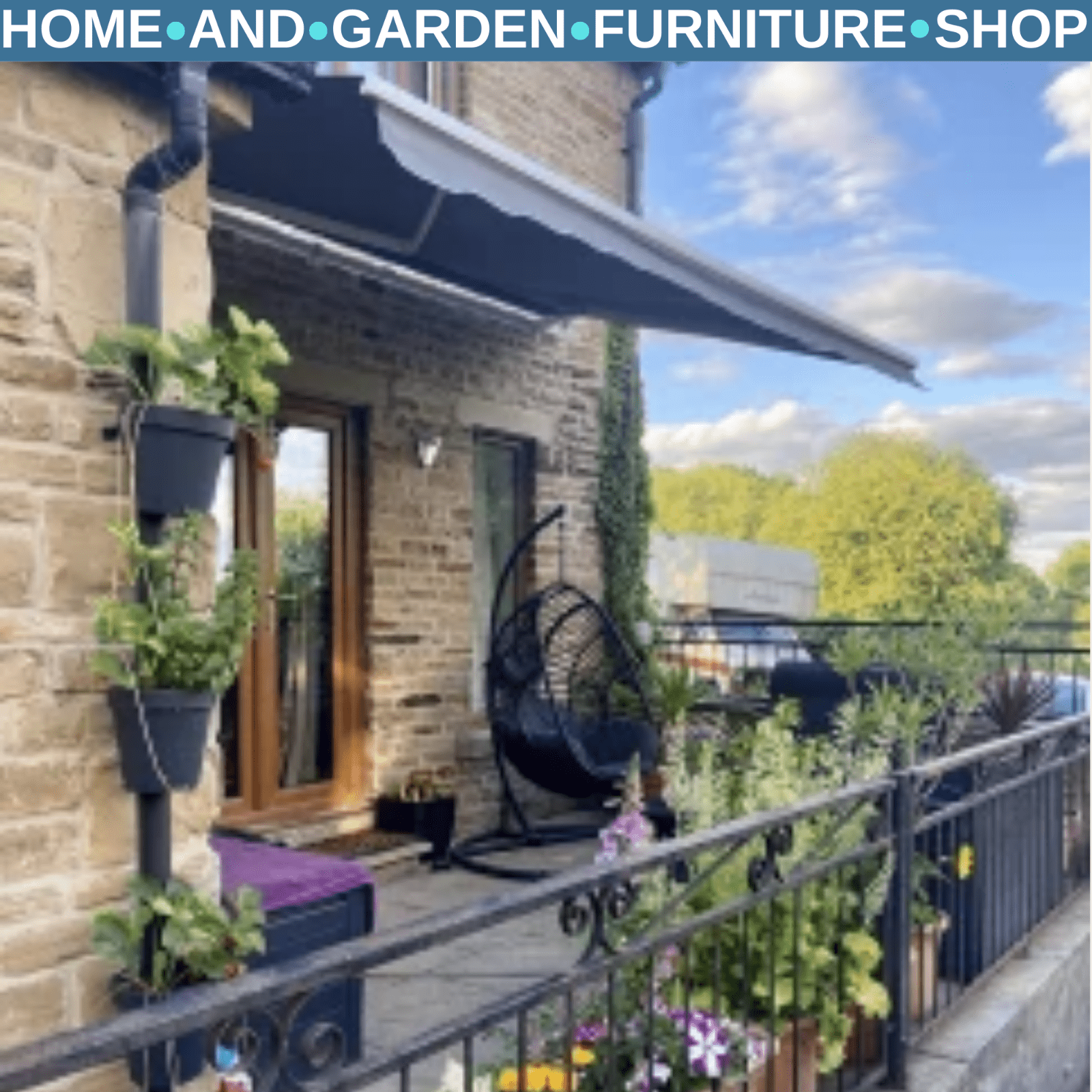 4m x 3m Manual Retractable Awning Wall Mounted Patio Canopy Outdoor Shelter - Home and Garden Furniture Shop - rustic - furniture