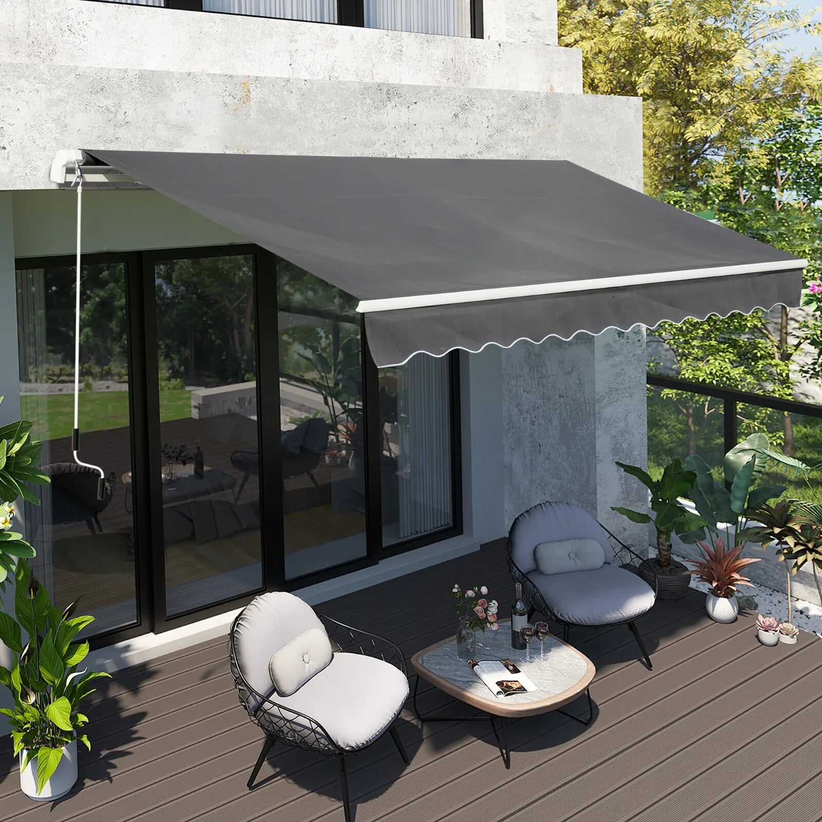 4x2.5m Manual Retractable Awning with Handle for Window Door Sun & Weather Shade - Home and Garden Furniture Shop - rustic - furniture