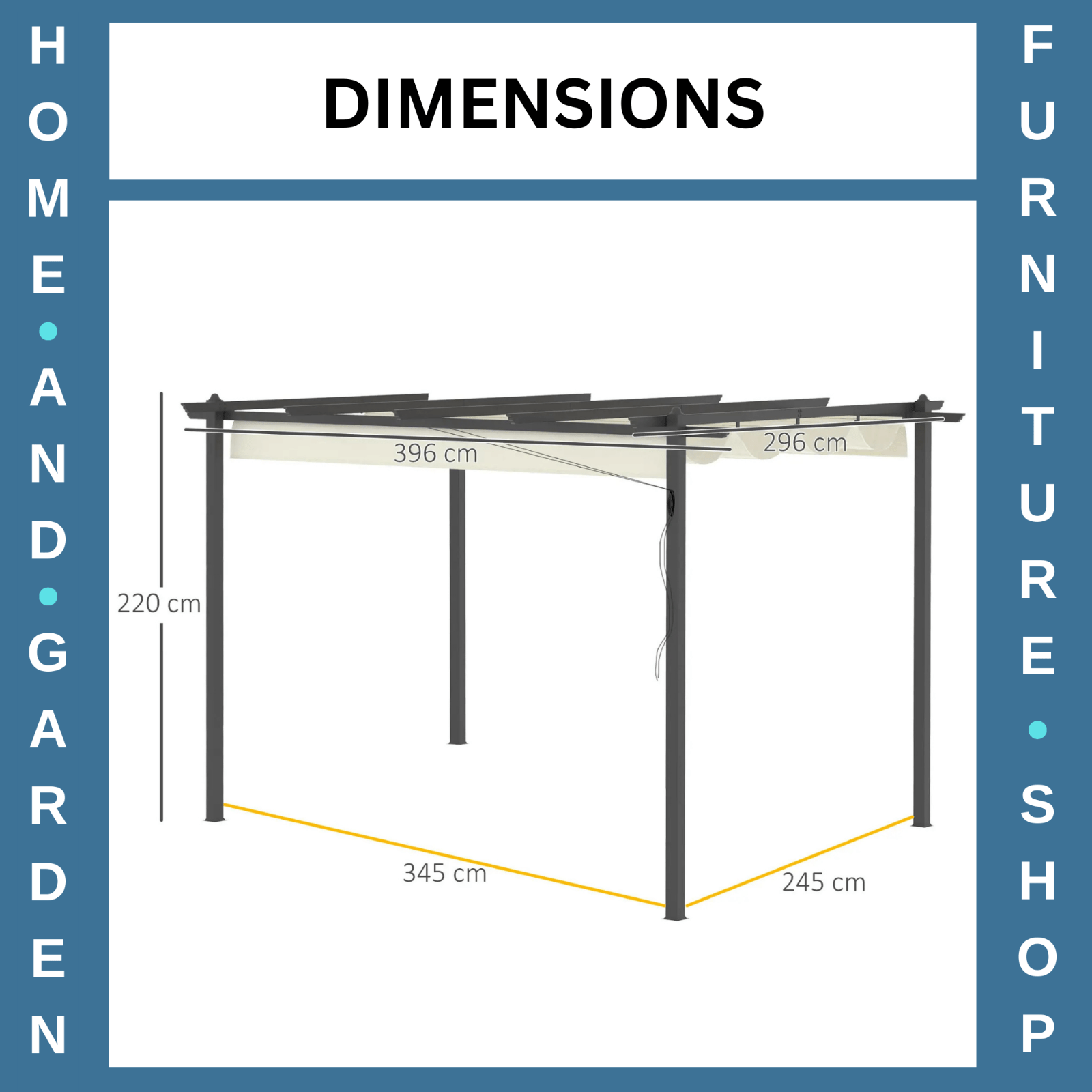 4x3m Aluminium Garden Pergola Gazebo with Retractable Canopy Roof Cream White - Home and Garden Furniture Shop - rustic - furniture