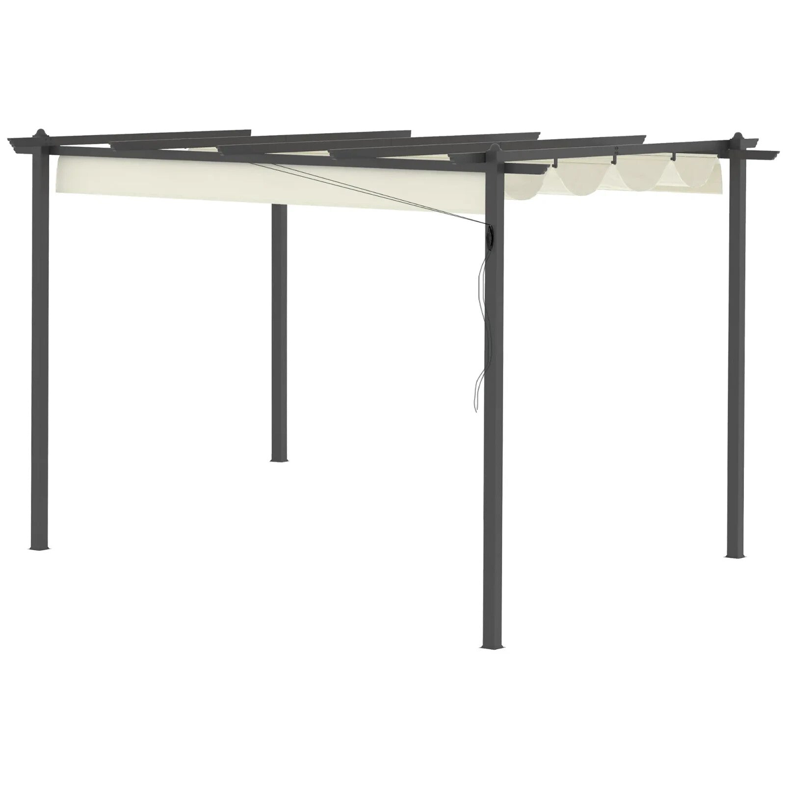 4x3m Aluminium Garden Pergola Gazebo with Retractable Canopy Roof Cream White - Home and Garden Furniture Shop - rustic - furniture
