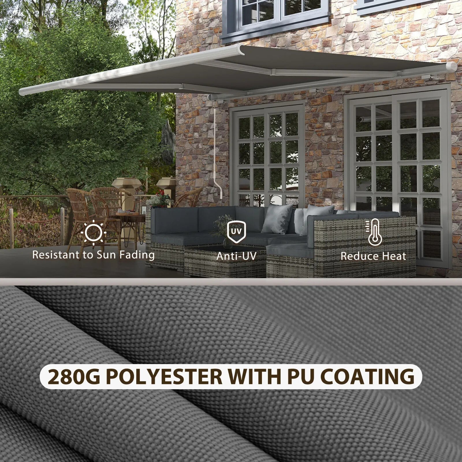 4x3m Electric Cassette Awning for Patio Doors w/ Remote Control & Manual Option - Home and Garden Furniture Shop - rustic - furniture