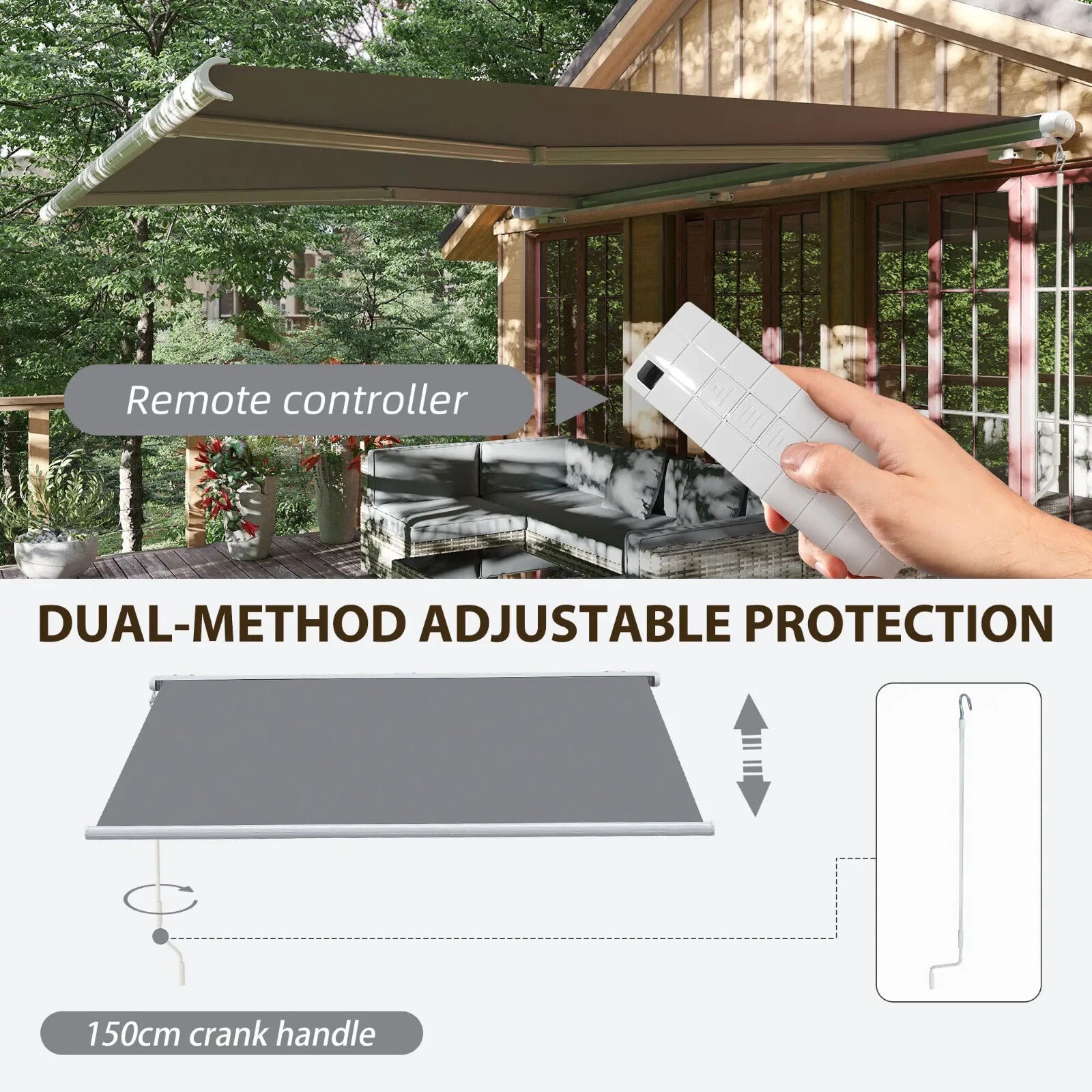 4x3m Electric Cassette Awning for Patio Doors w/ Remote Control & Manual Option - Home and Garden Furniture Shop - rustic - furniture