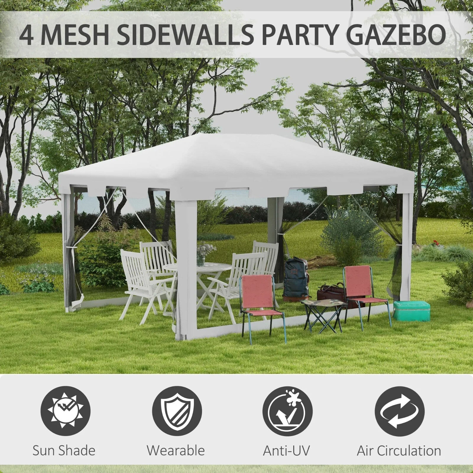 4x3m Waterproof Party Tent Gazebo w/ Panels Outdoor Wedding Event Canopy Shelter - Home and Garden Furniture Shop - rustic - furniture