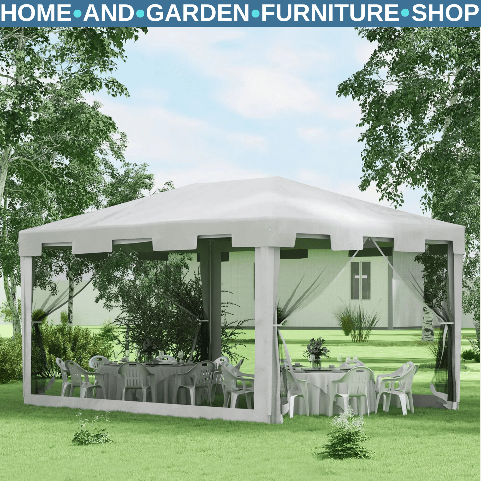 4x3m Waterproof Party Tent Gazebo w/ Panels Outdoor Wedding Event Canopy Shelter - Home and Garden Furniture Shop - rustic - furniture