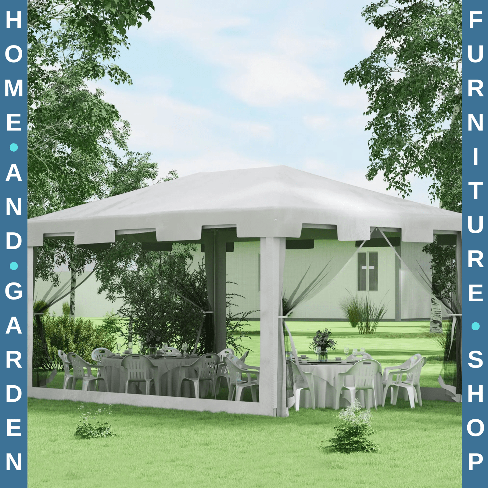 4x3m Waterproof Party Tent Gazebo w/ Panels Outdoor Wedding Event Canopy Shelter - Home and Garden Furniture Shop - rustic - furniture