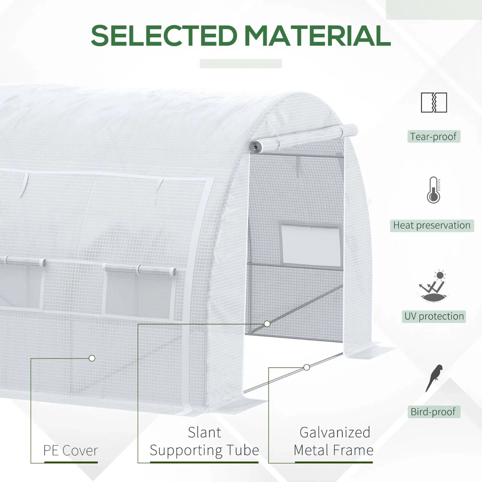 4x3x2m Walk - In Polytunnel Greenhouse Tent with Steel Frame Zipped Door & Windows - Home and Garden Furniture Shop - rustic - furniture
