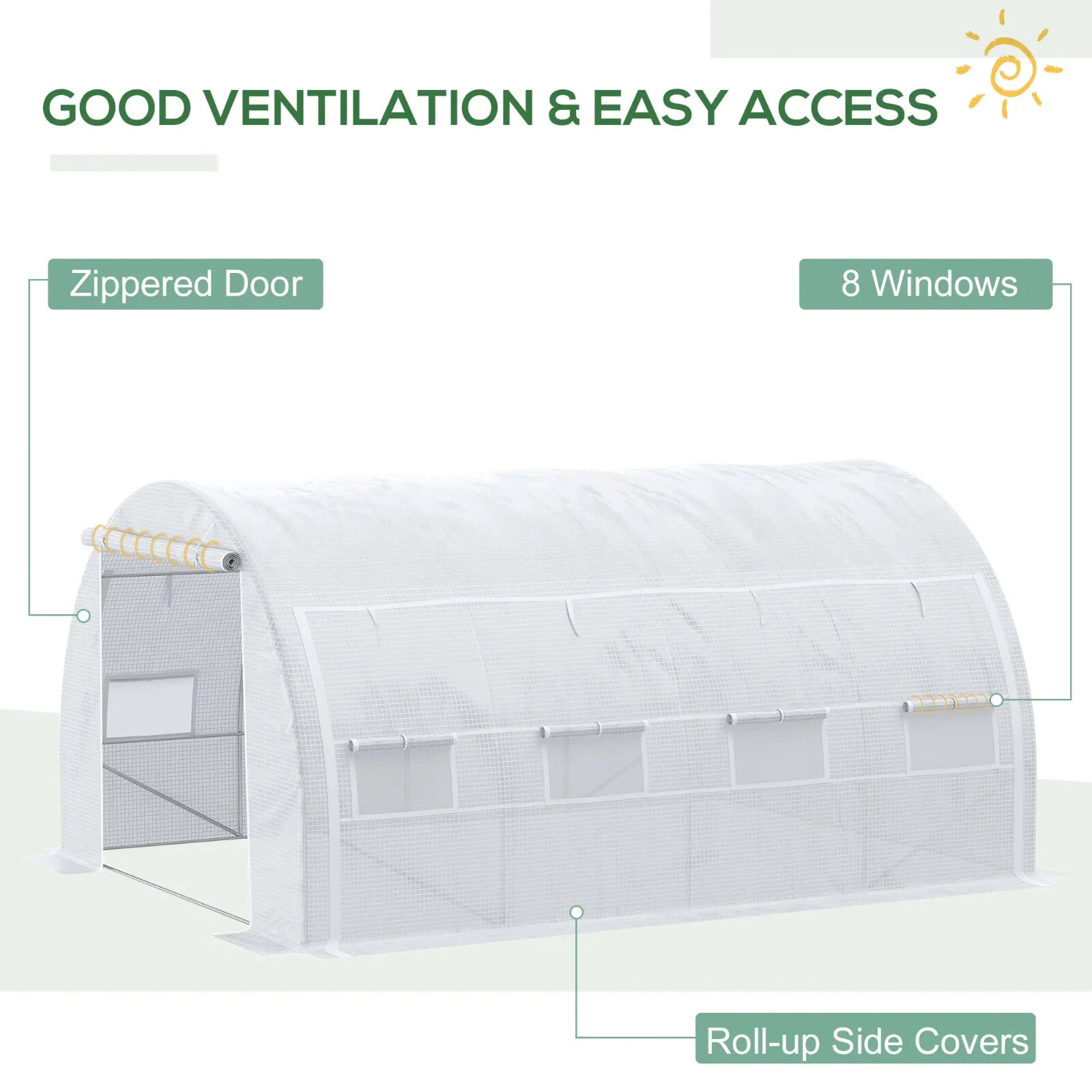 4x3x2m Walk - In Polytunnel Greenhouse Tent with Steel Frame Zipped Door & Windows - Home and Garden Furniture Shop - rustic - furniture