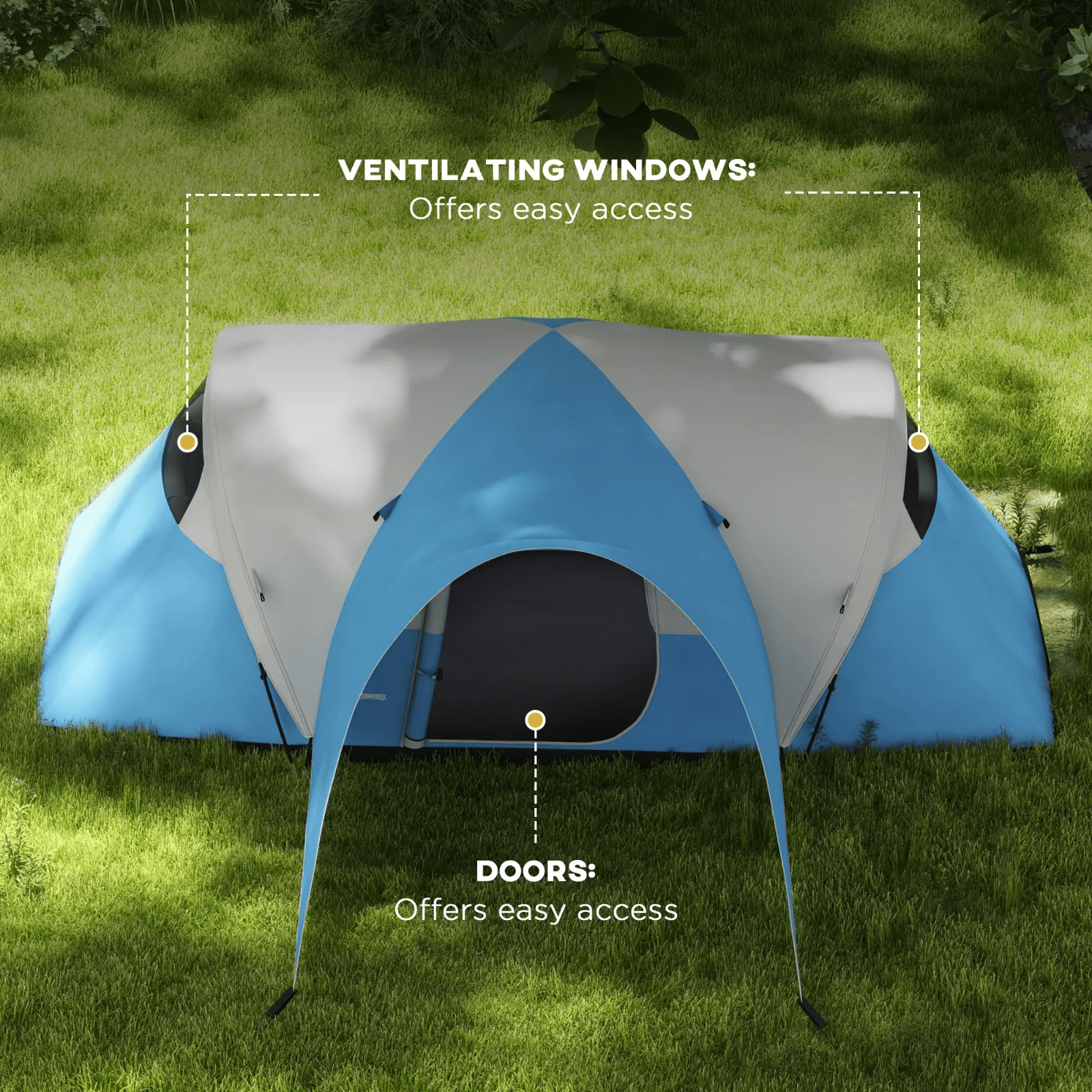5 6 Man Camping Tent 3000mm Waterproof Mesh Windows Porch Canopy Blue Air FOXDEN - Home and Garden Furniture Shop - rustic - furniture